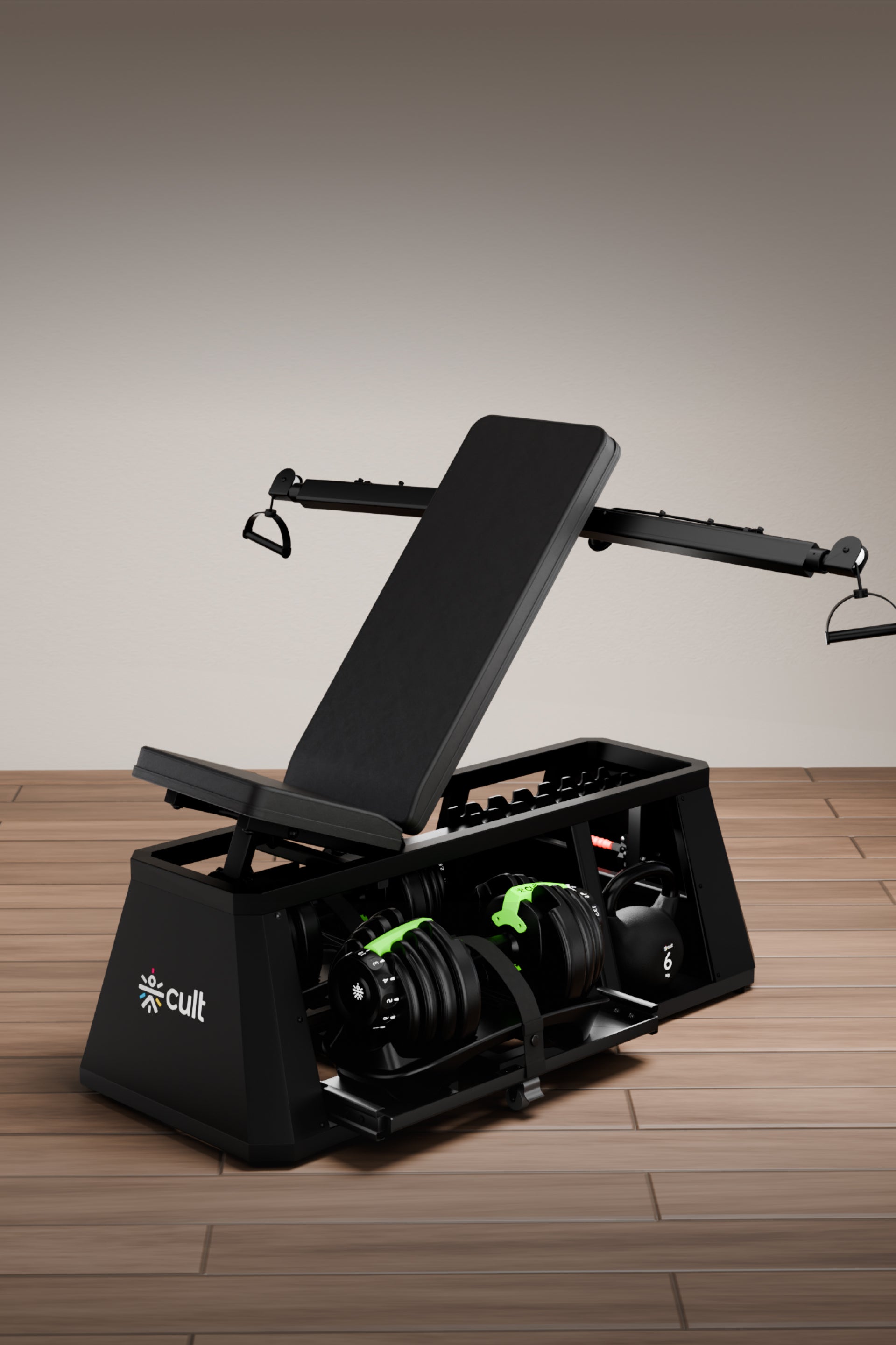 Cult 4 in 1 Multi Home Gym with Cable Crossover, Adjustable Bench, Dumbbell & Weights Storage Rack | 300 Kg Capacity | 8-Level Incline/Decline | 3 Resistance Levels | Perfect for Home Gym (with 6 months extended warranty)