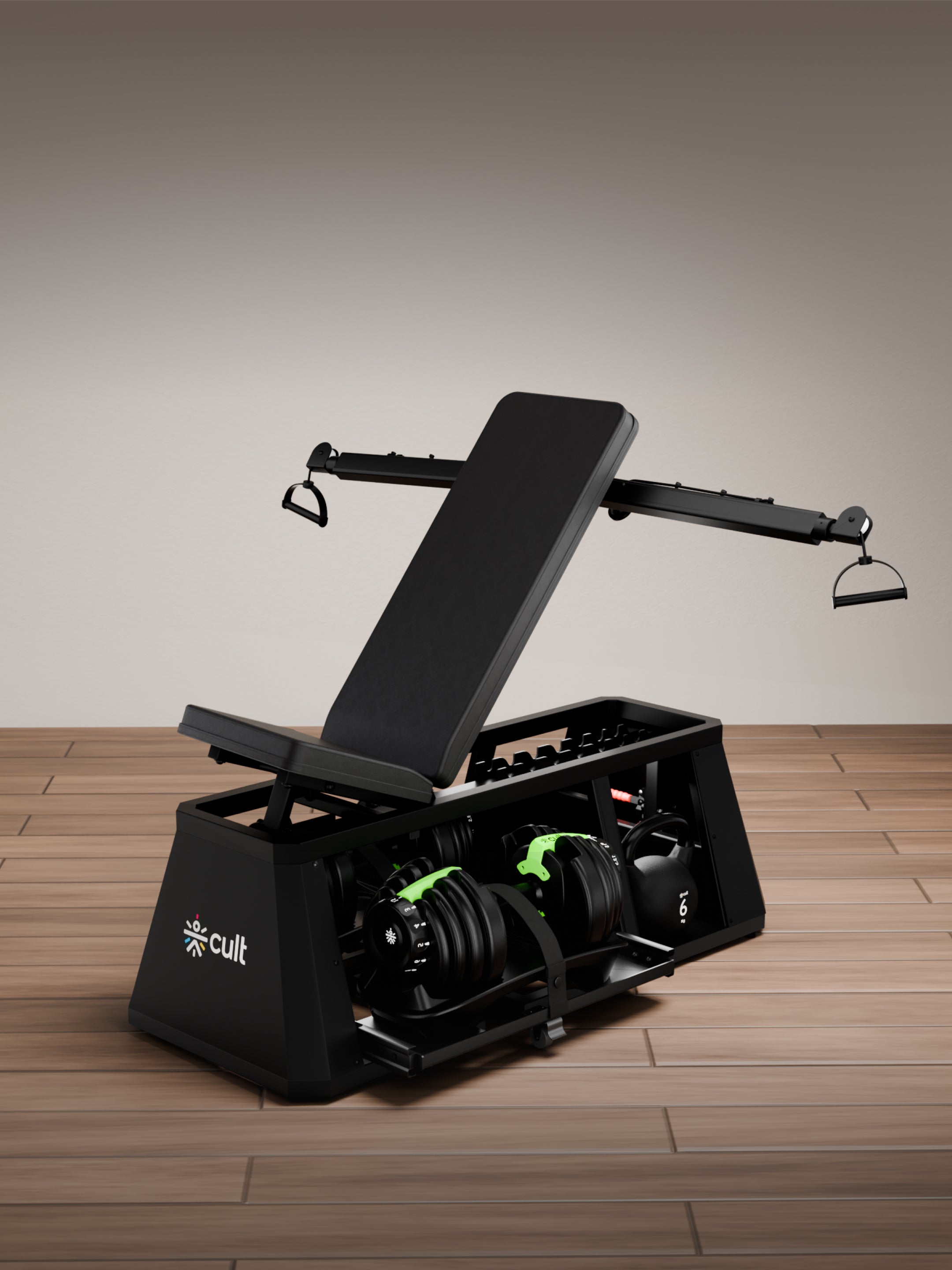 Cult 4 in 1 Multi Home Gym with Cable Crossover, Adjustable Bench, Dumbbell & Weights Storage Rack | 300 Kg Capacity | 8-Level Incline/Decline | 3 Resistance Levels | Perfect for Home Gym (with 6 months extended warranty)