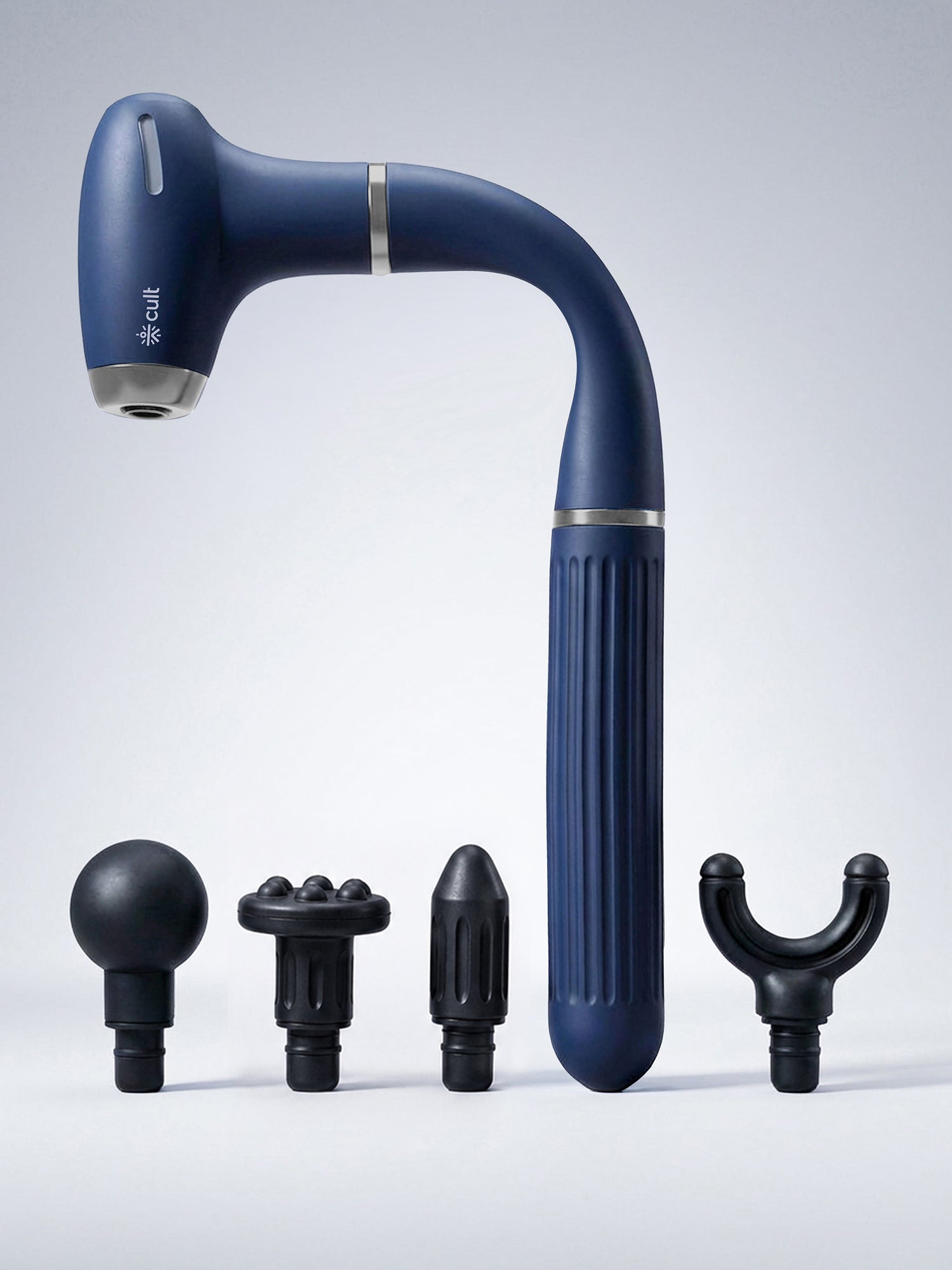 Cult XTND Massage Gun for Full-Body Muscle Relief, 3-in-1 Extension for Easy Back & Full-Body Massage, 35W Motor, 6 Speed Levels, 4 Massage Heads, Pain Relief Massager for Back, Shoulders, Legs & Everyday Recovery, Blue