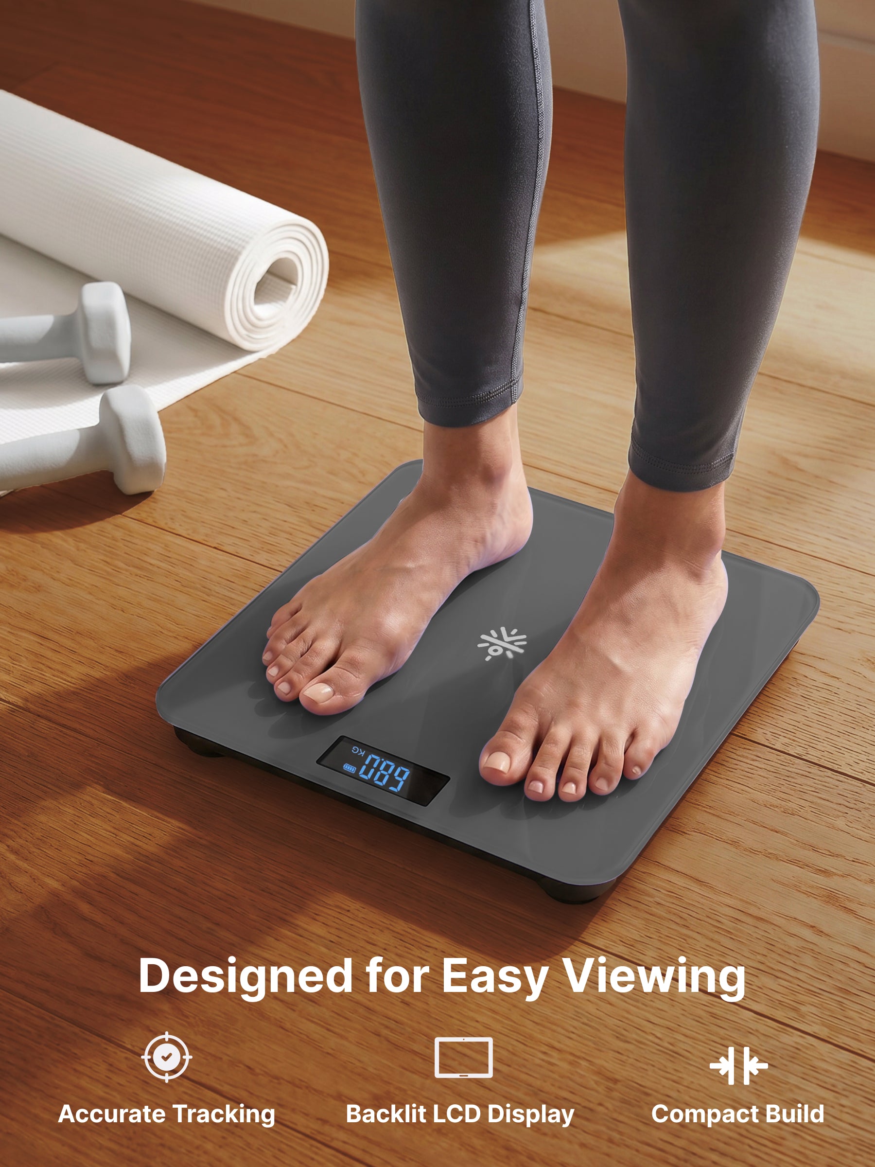 Cult Active body Weighing scale, LCD display, Weight Machine, 180 Kg, Batteries included, Tempered Glass Platform, Ideal for Home Use, Grey