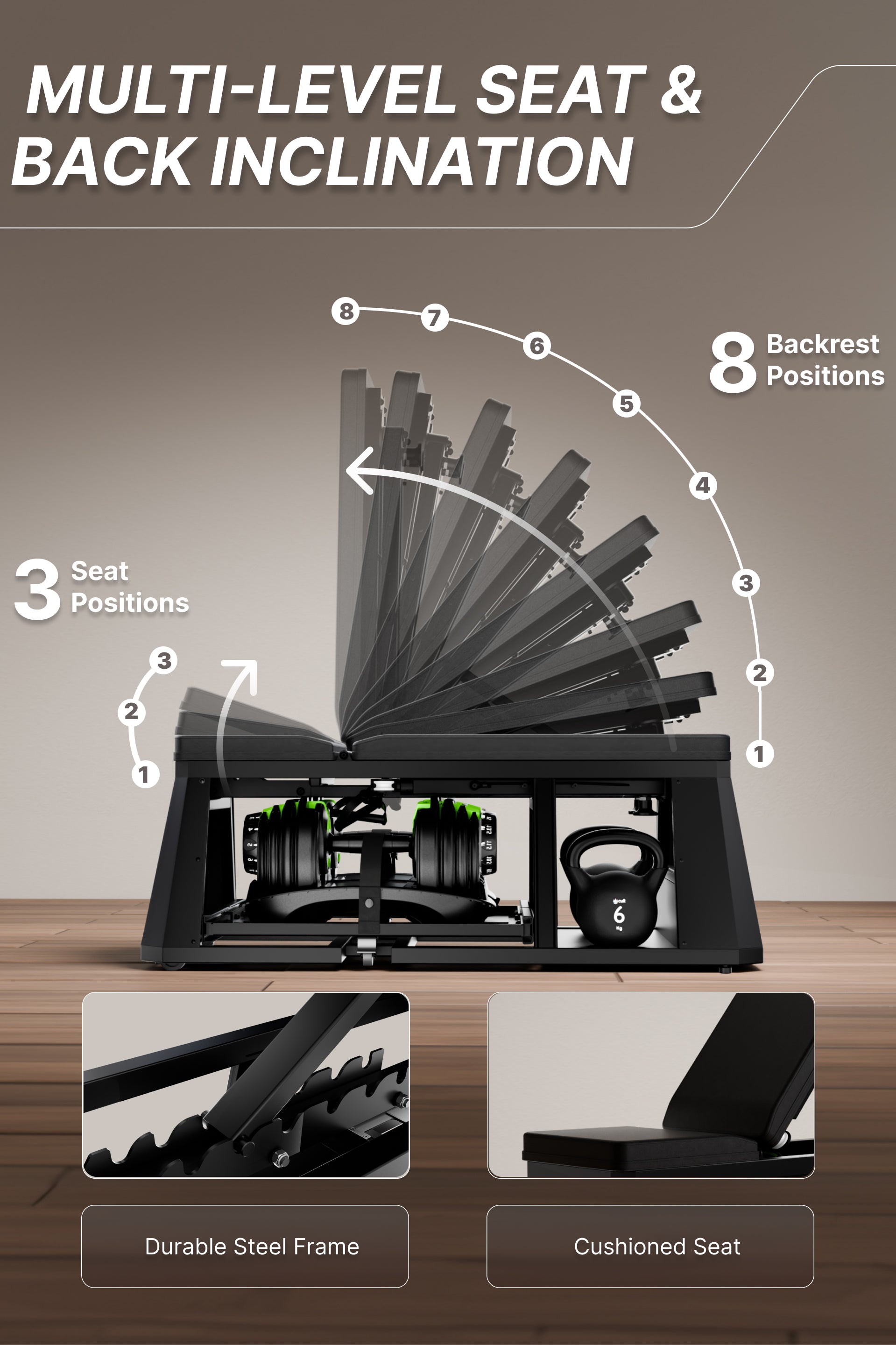 Cult 4 in 1 Multi Home Gym with Cable Crossover, Adjustable Bench, Dumbbell & Weights Storage Rack | 300 Kg Capacity | 8-Level Incline/Decline | 3 Resistance Levels | Perfect for Home Gym
