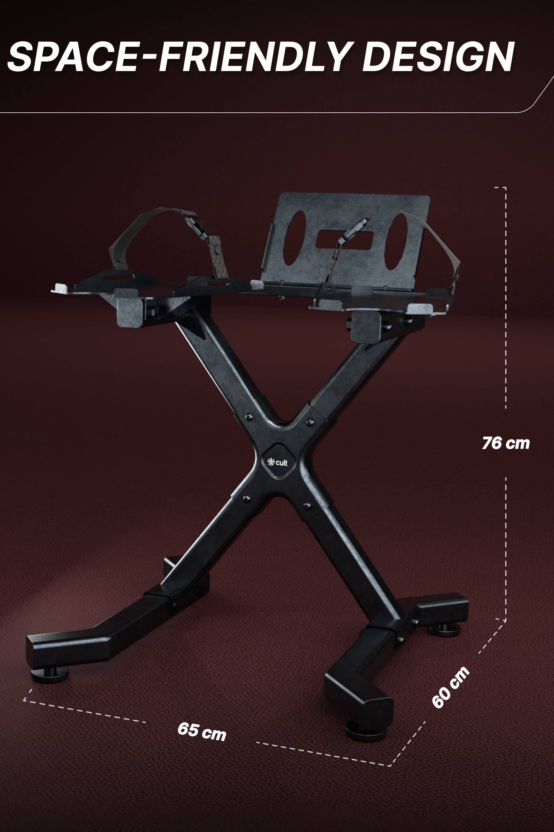 Cult Dumbbell Stand | 100 KG Weight Capacity with Wheels & Tablet Holder | Protected Edges | Compact Home Gym Storage (6 Months extended Warranty only on Cultstore.com)