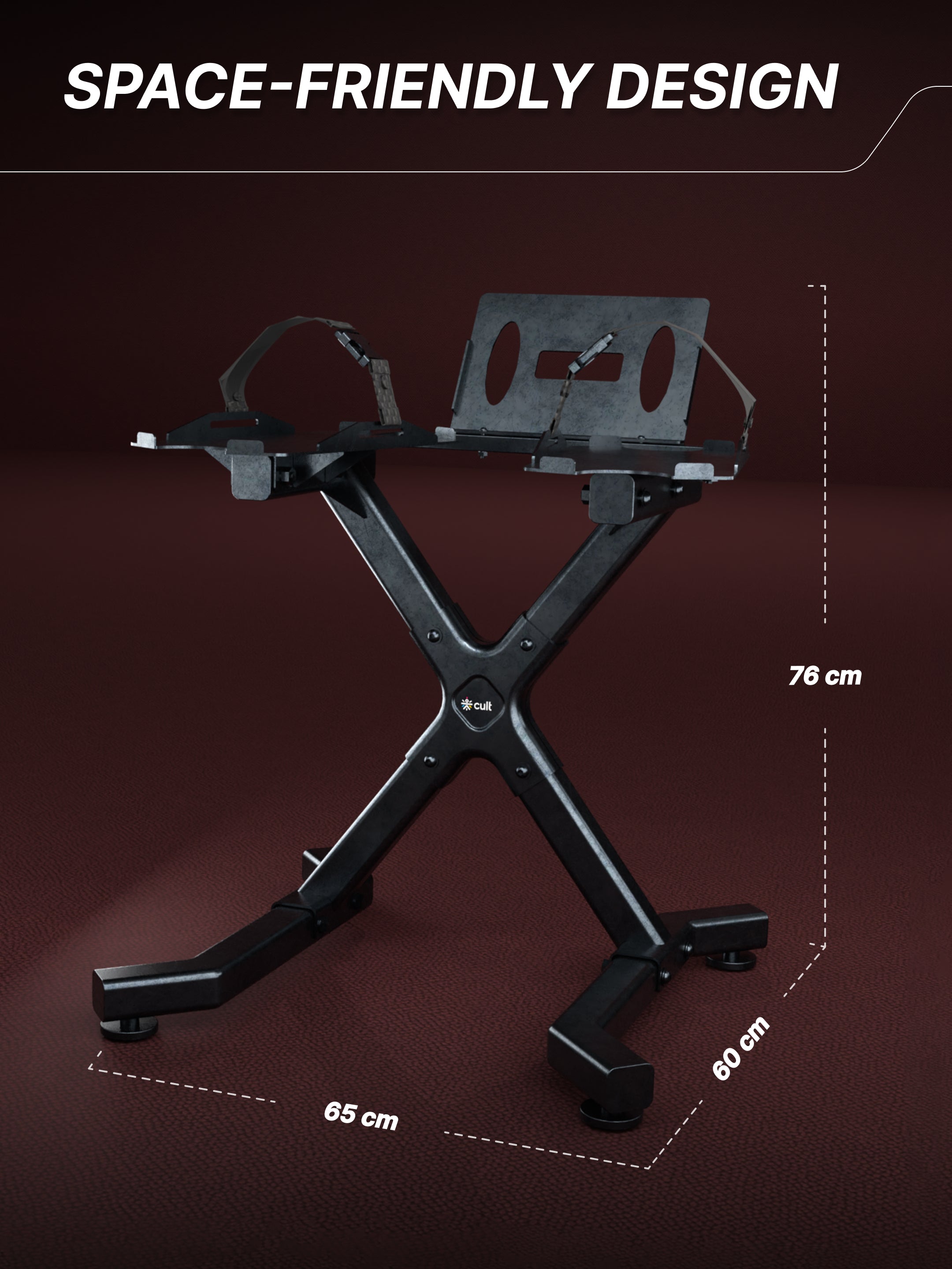 Cult Dumbbell Stand | 100 KG Weight Capacity | With Wheels & Tablet Holder | Protected Edges | Compact Home Gym Storage (6 Months extended Warranty only on Cultstore.com)