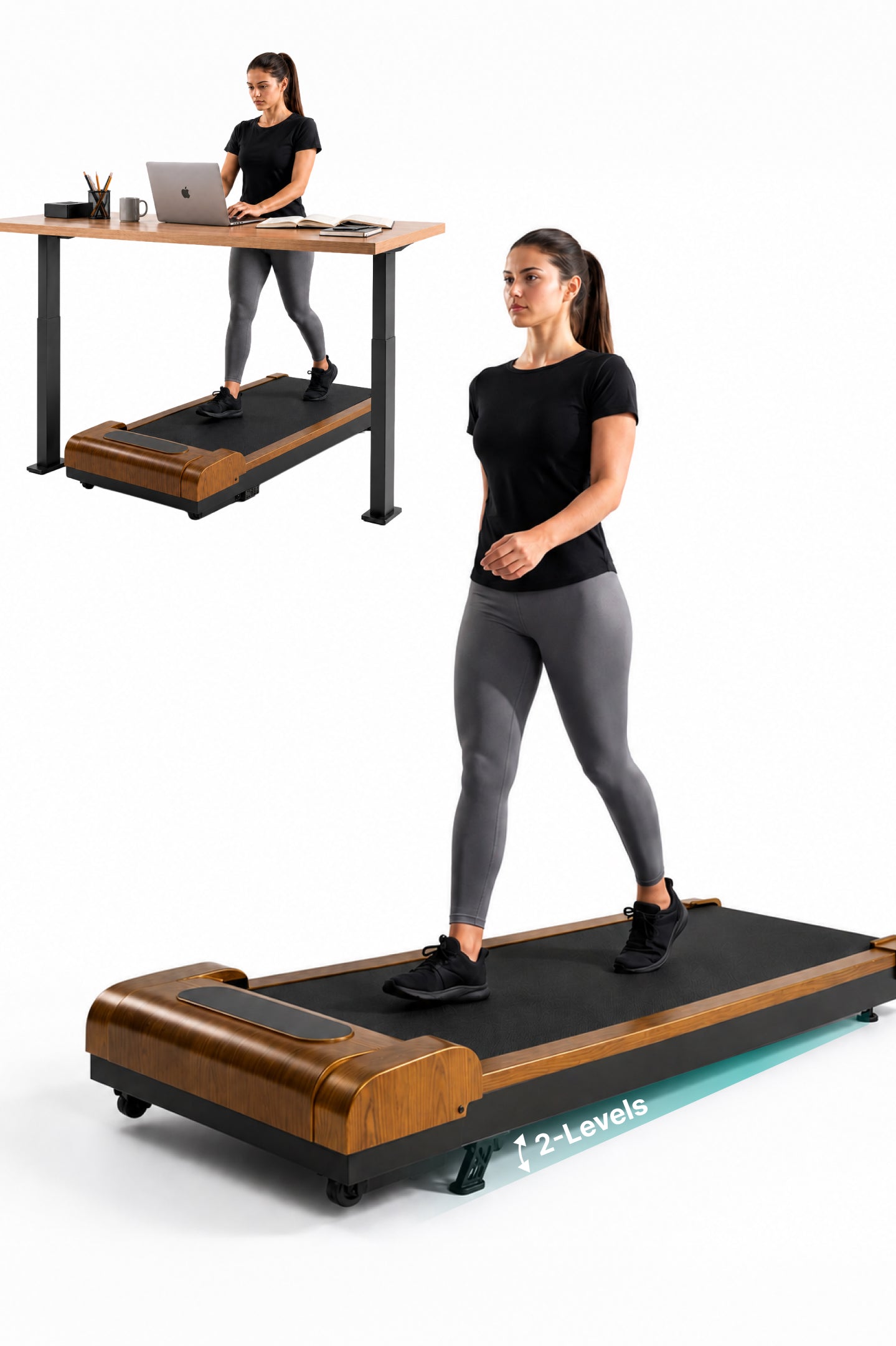 Fitkit by Cult Walking Pad Neo Gold Oak (BLDC 3.5HP Peak Power) Compact & Under Desk DC Motor Treadmill | Max Weight: 120kg | Home use with Remote Control (with 6 Months Extended Warranty)
