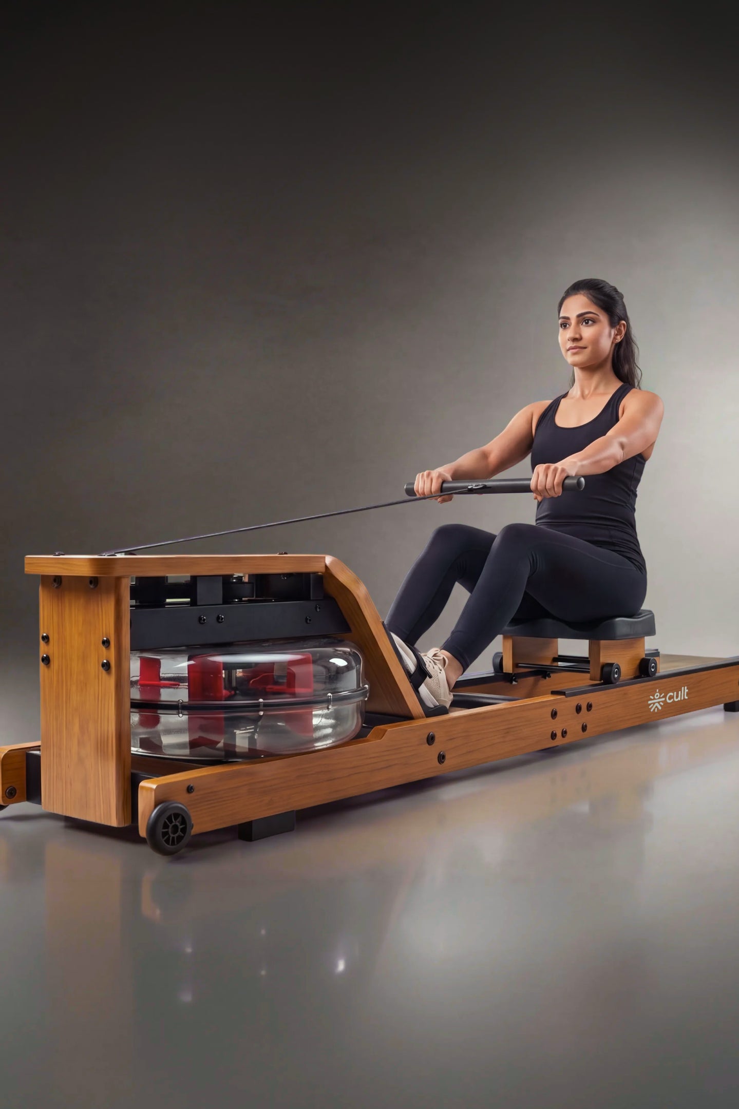 Cult Smart Water Rowing Machine for Home Gym | Dual Resistance | 32-Level Magnetic Resistance | Foldable Wooden Rowing Machine | 120 kg Capacity | Compact & Foldable Design