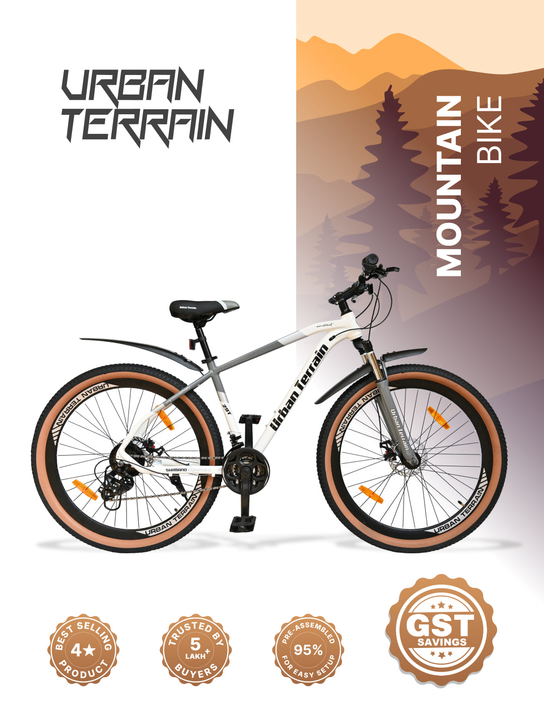 Aeroblast Mountain Bike Alloy Frame 21 Speed Cycle 29 inch With Front Suspension, Triple Wall Rim and Dual Disc Brakes, Ideal For 5.6 ft to 6 ft & above, 15+ Years, Unisex (WhiteGrey)