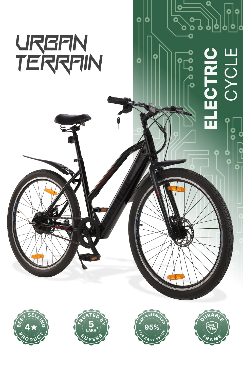 BOLTON27.5TBLACKGREY with 3.5 hrs Fast Charge, Cycling Event BLDC Motor 27.5 inches Single Speed Lithium-ion (Li-ion) Electric Cycle, Ideal for Unisex, 15+ Years