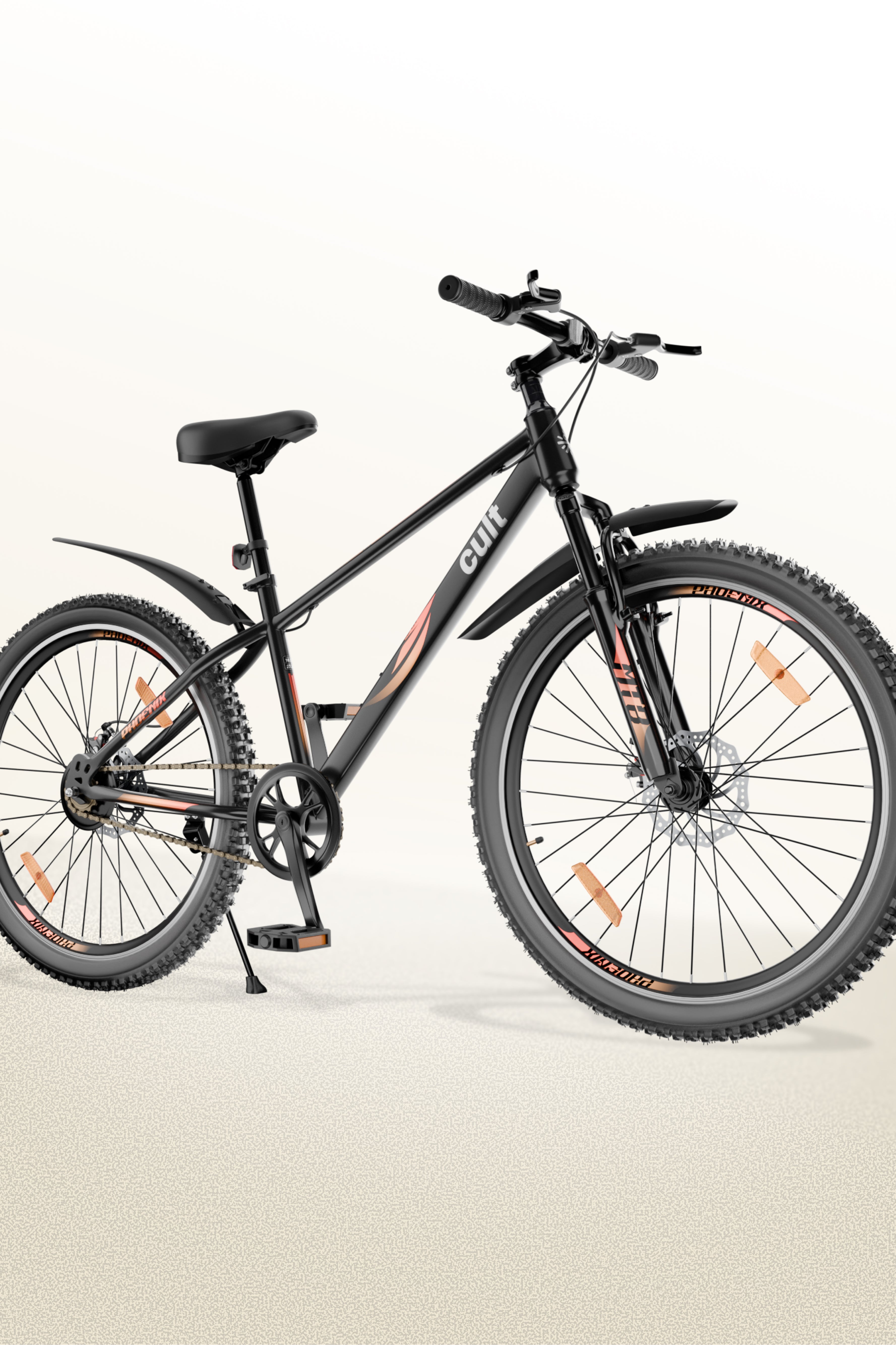 Cult Phoenix 29T Steel Mountain Bike with Dual Disc Brake and Front Suspension, Black