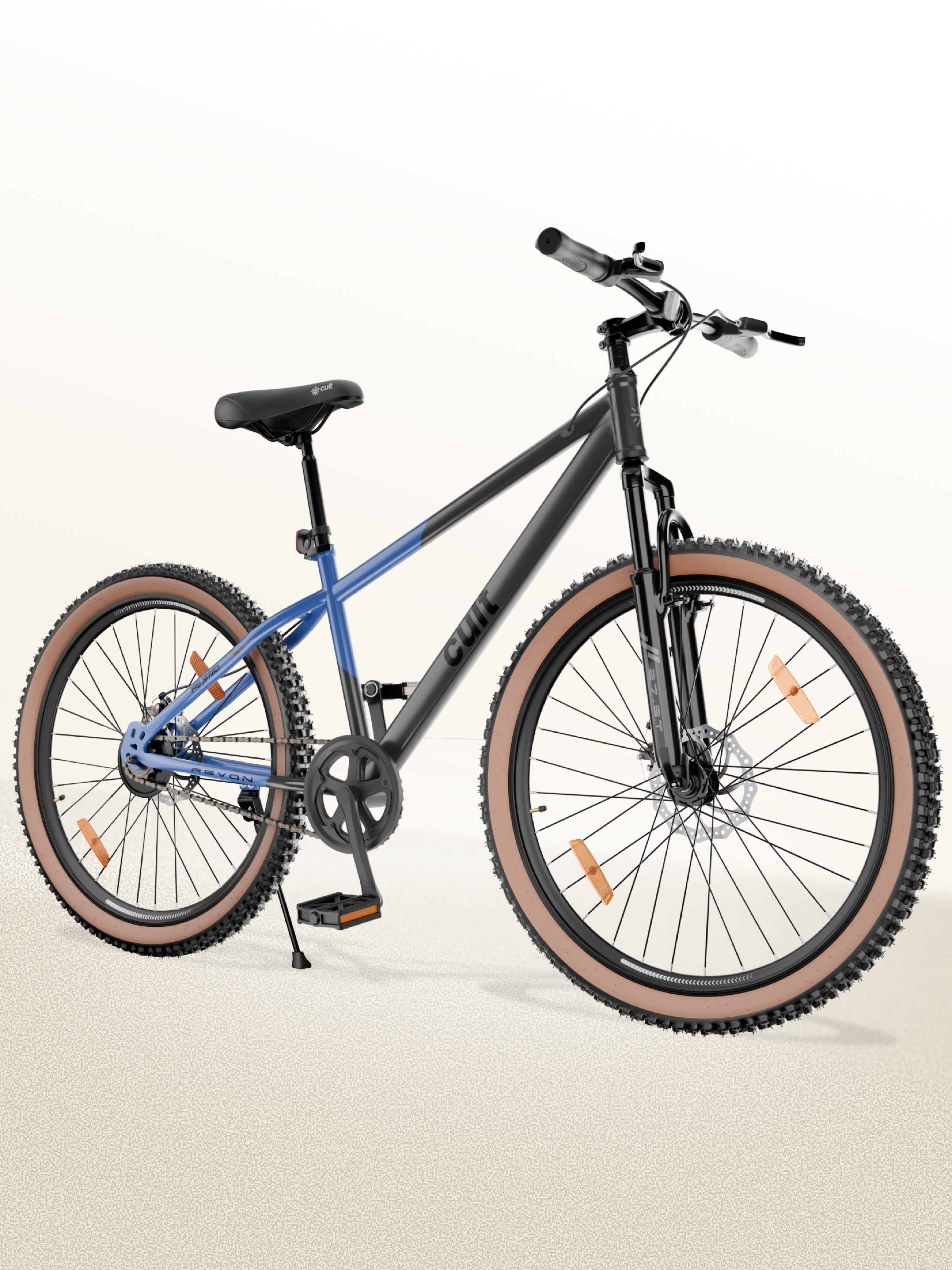 Cult Revon 27.5T Steel Mountain Bike with Dual Disc Brake and Front Suspension, Blue-Grey