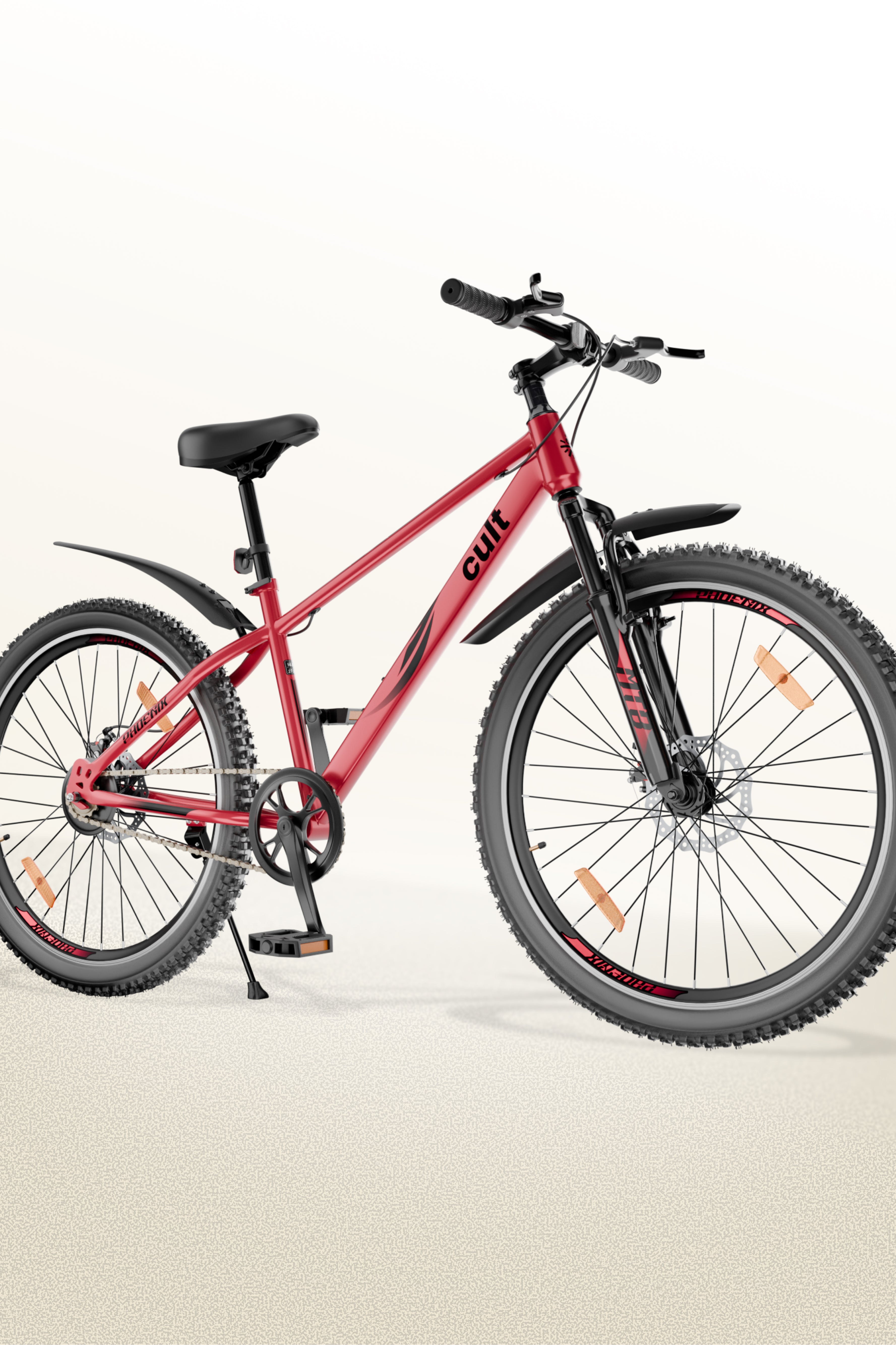 Cult Phoenix 29T Steel Mountain Bike with Dual Disc Brake and Front Suspension, Red