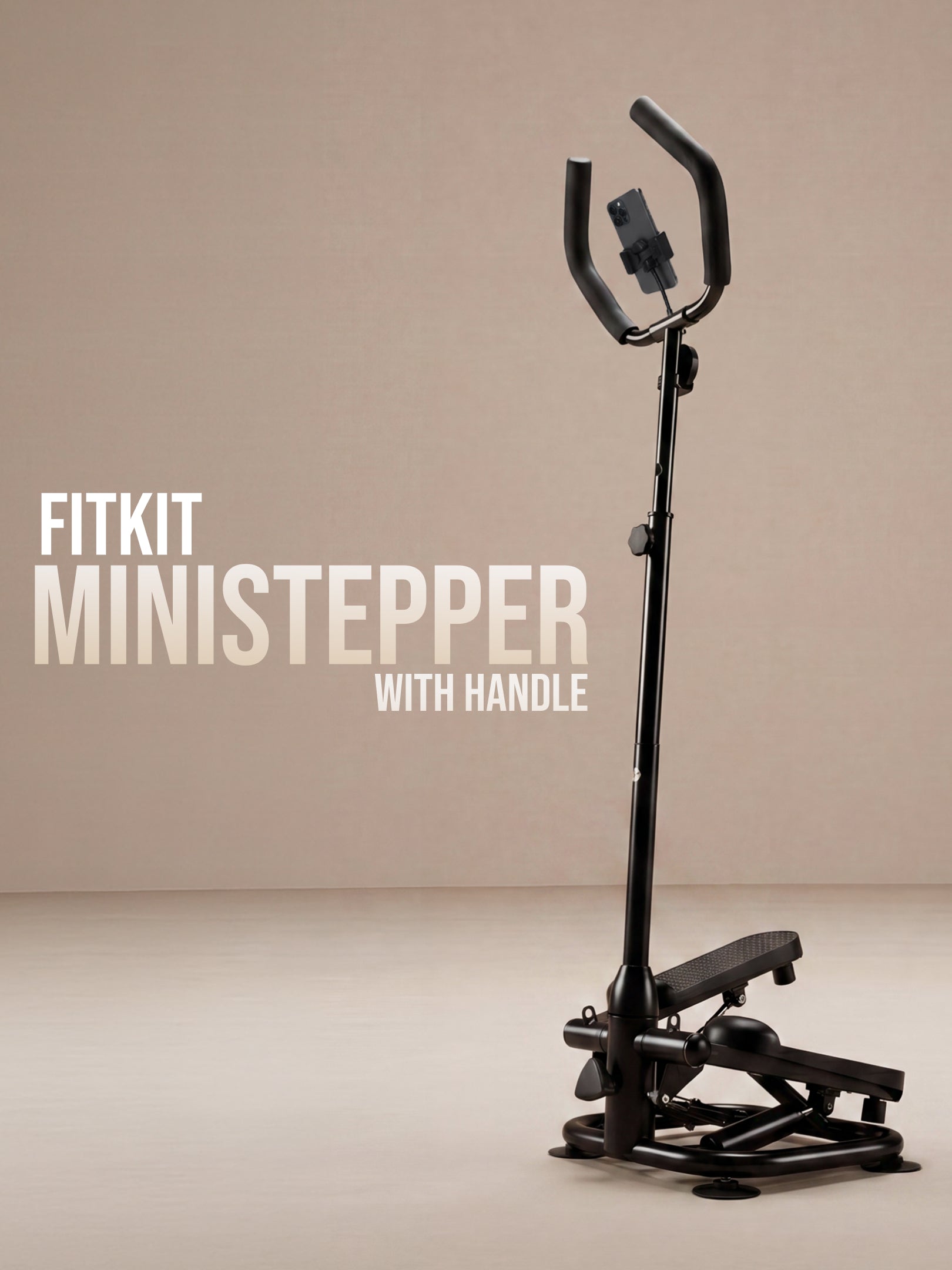 Fikit by Cult Mini Stepper with Handle | Anti-Slip Wide Pedals | Versatile Home Exercise Machine | Sturdy Design | Compact for Home Workout - Black