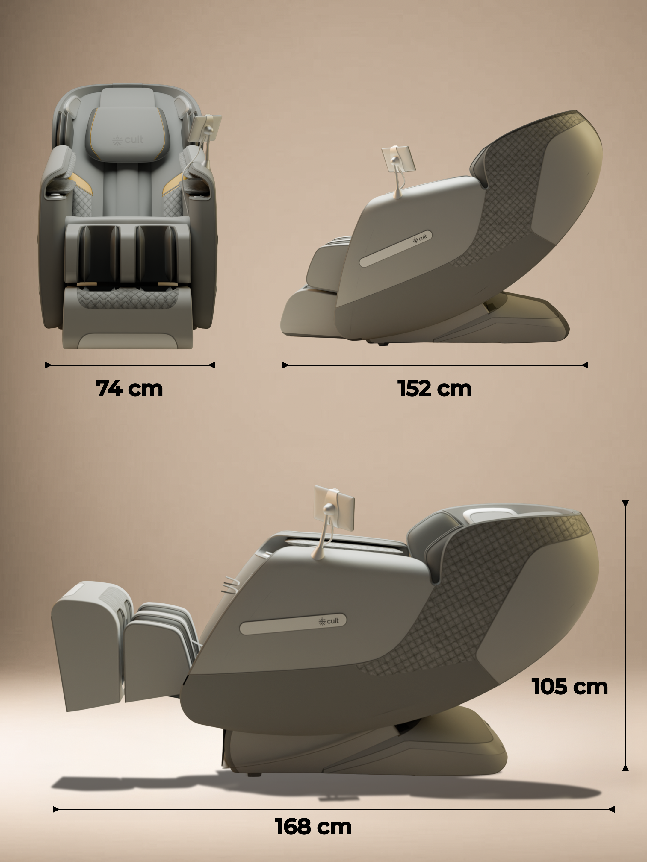 Cult LUXE Massage Chair | Zero Gravity with AI Voice & Bluetooth | 3D Experience | Smart Dial & 18 Preset Programs | Smart Touch Screen