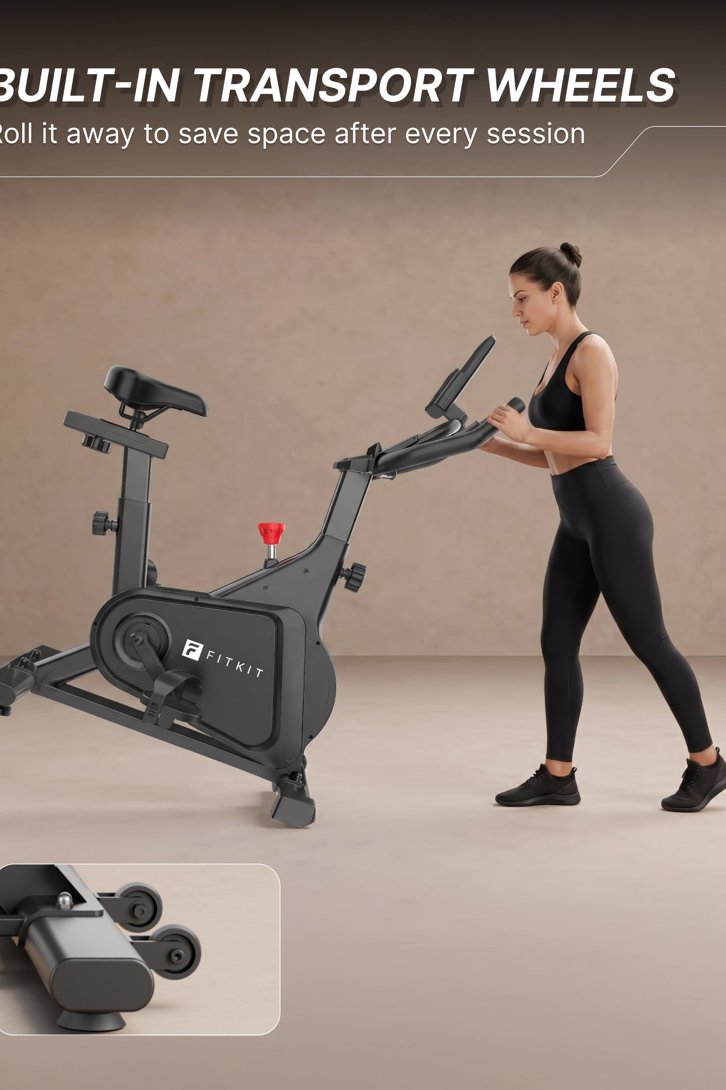 Fitkit by Cult FK8002 Spin Bike with 8Kg Flywheel, LCD display, Adjustable Brake Pad Resistance with Belt Drive System for Fitness at Home Workouts | Max Weight : 140 kg (Black)