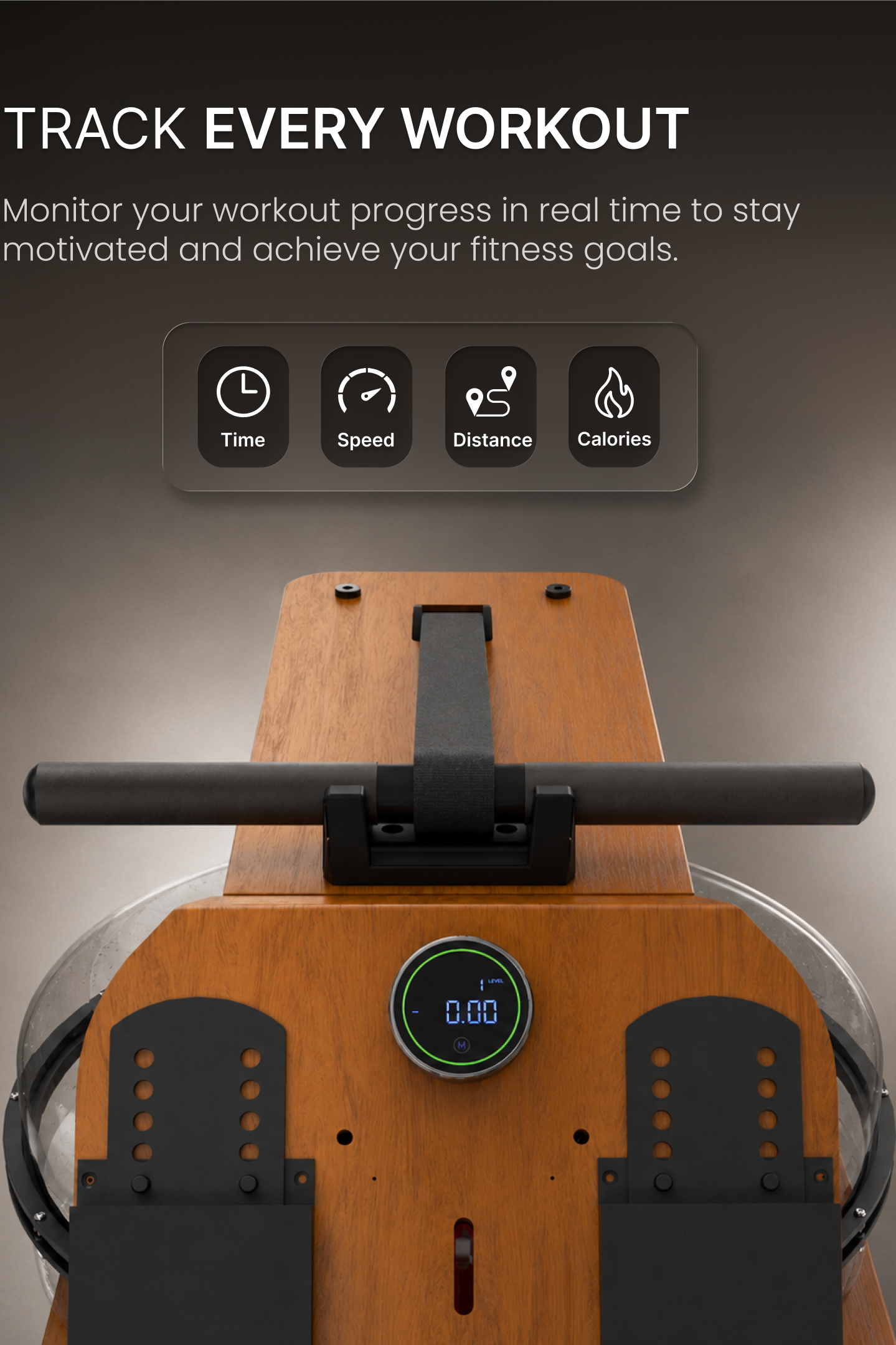 Cult Smart Water Rowing Machine for Home Gym | Dual Resistance | 32-Level Magnetic Resistance | Foldable Wooden Rowing Machine | 120 kg Capacity | Compact & Foldable Design
