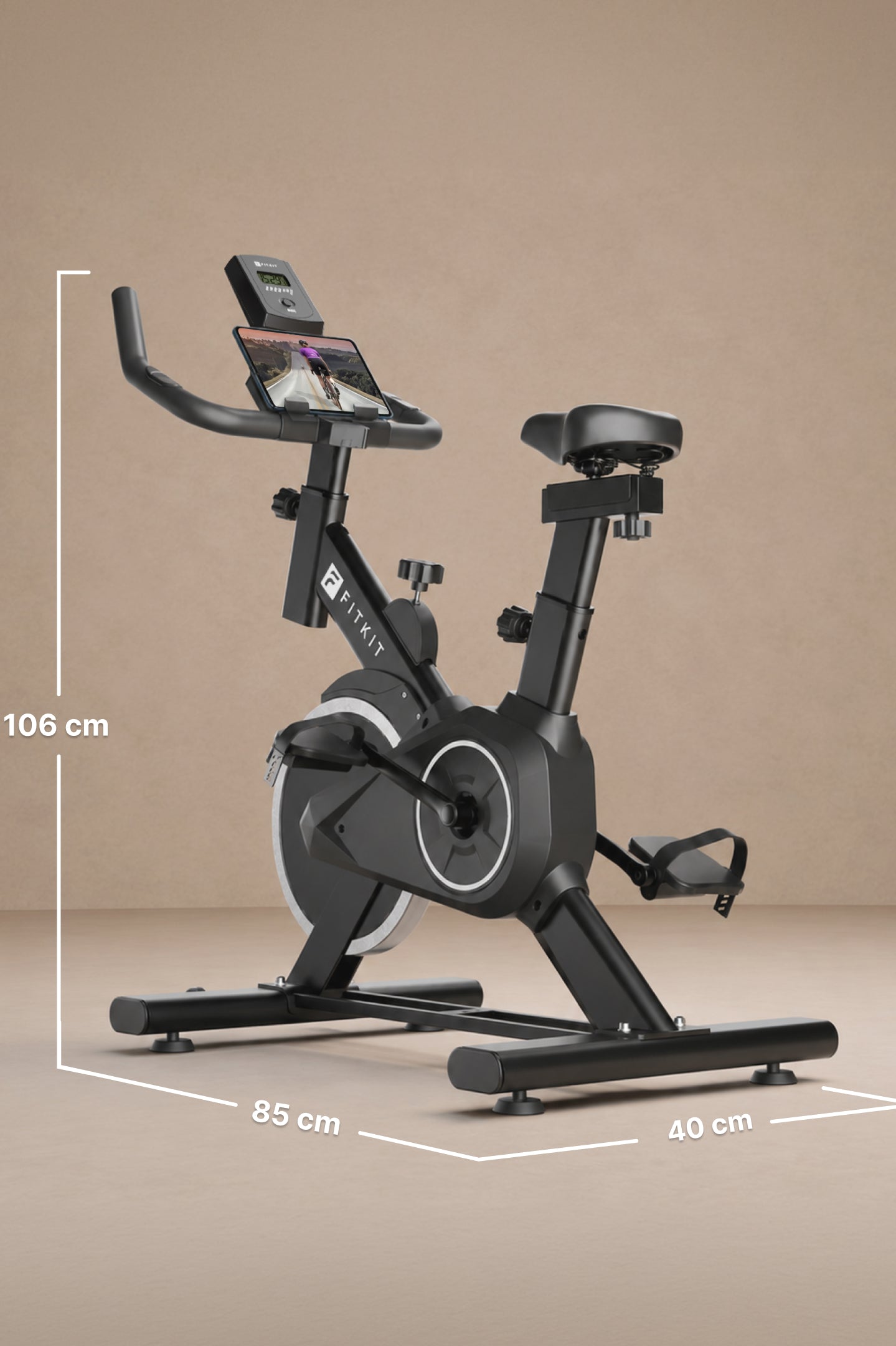 Fitkit by Cult FK8001 Spin Bike with 8Kg Flywheel, LED screen, Adjustable Brake Pad Resistance with Belt Drive System for Fitness at Home Workouts | Max Weight : 130 kg (Black)