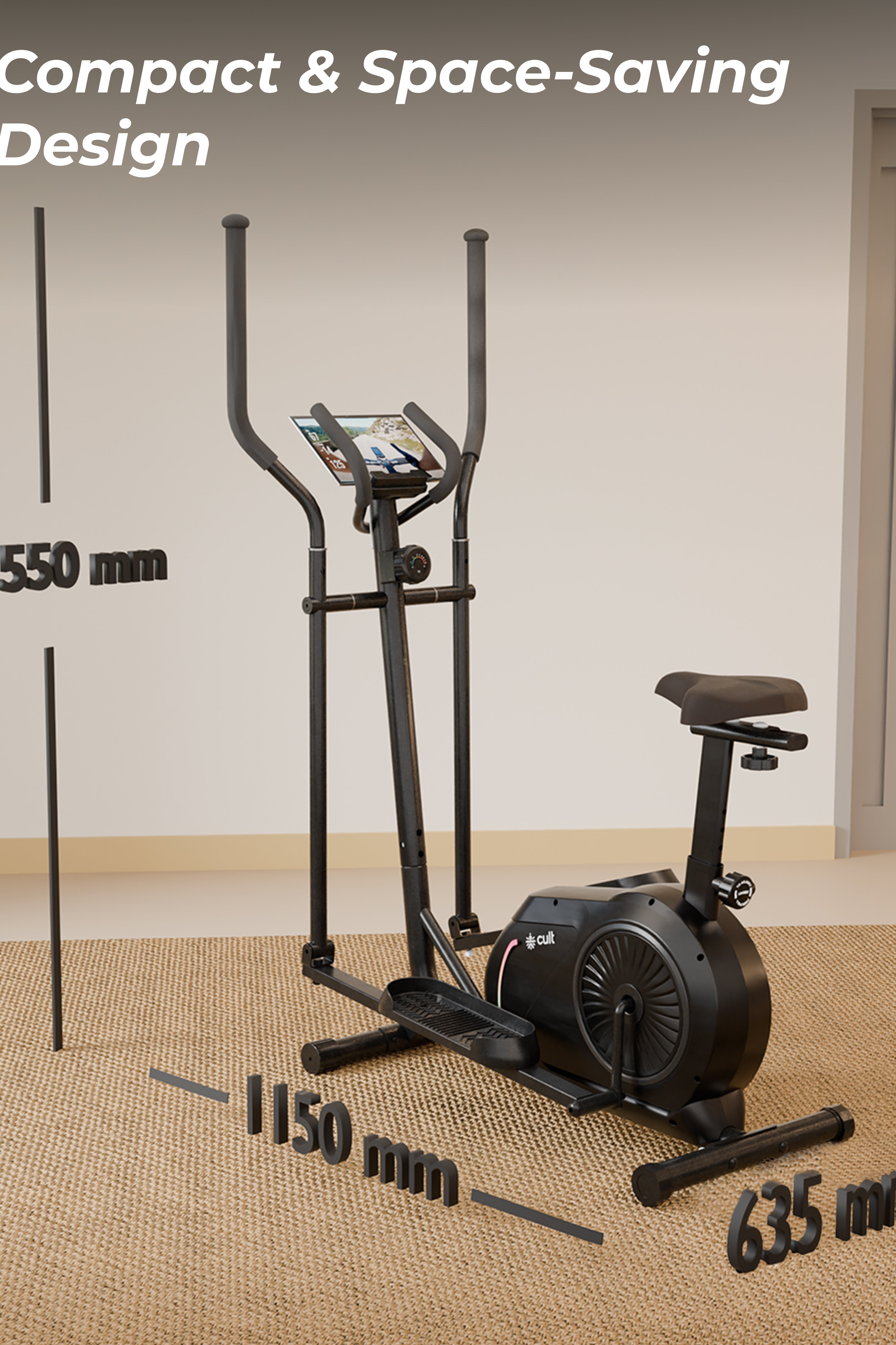 Cult SmartCrossNeo Magnetic Elliptical Trainer | 4Kg Flywheel | Max Weight: 130Kg | Home Use Cross Trainer - Black