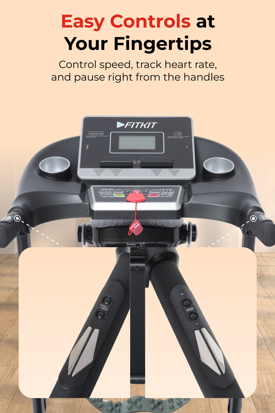 FT100M Treadmill 3.25HP | Massager | 3-level Manual-Incline | Max Weight-110kg | Max Speed-14.8kmph (with 6 months extended warranty)