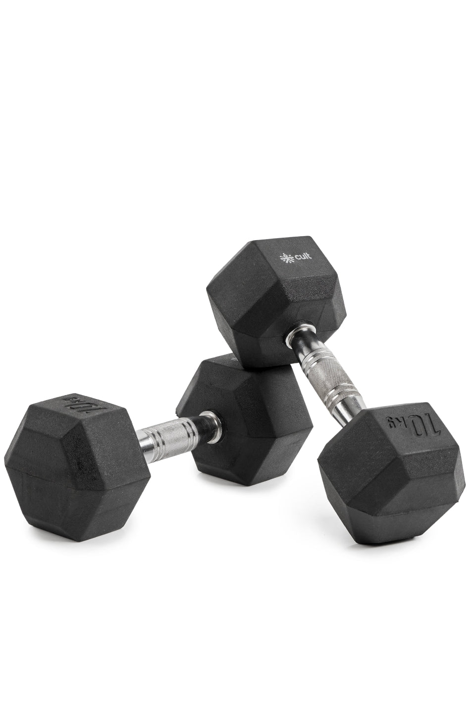 Cult 10Kg Hex Dumbbells For Home & Gym Exercises, Set of 2, (Black)