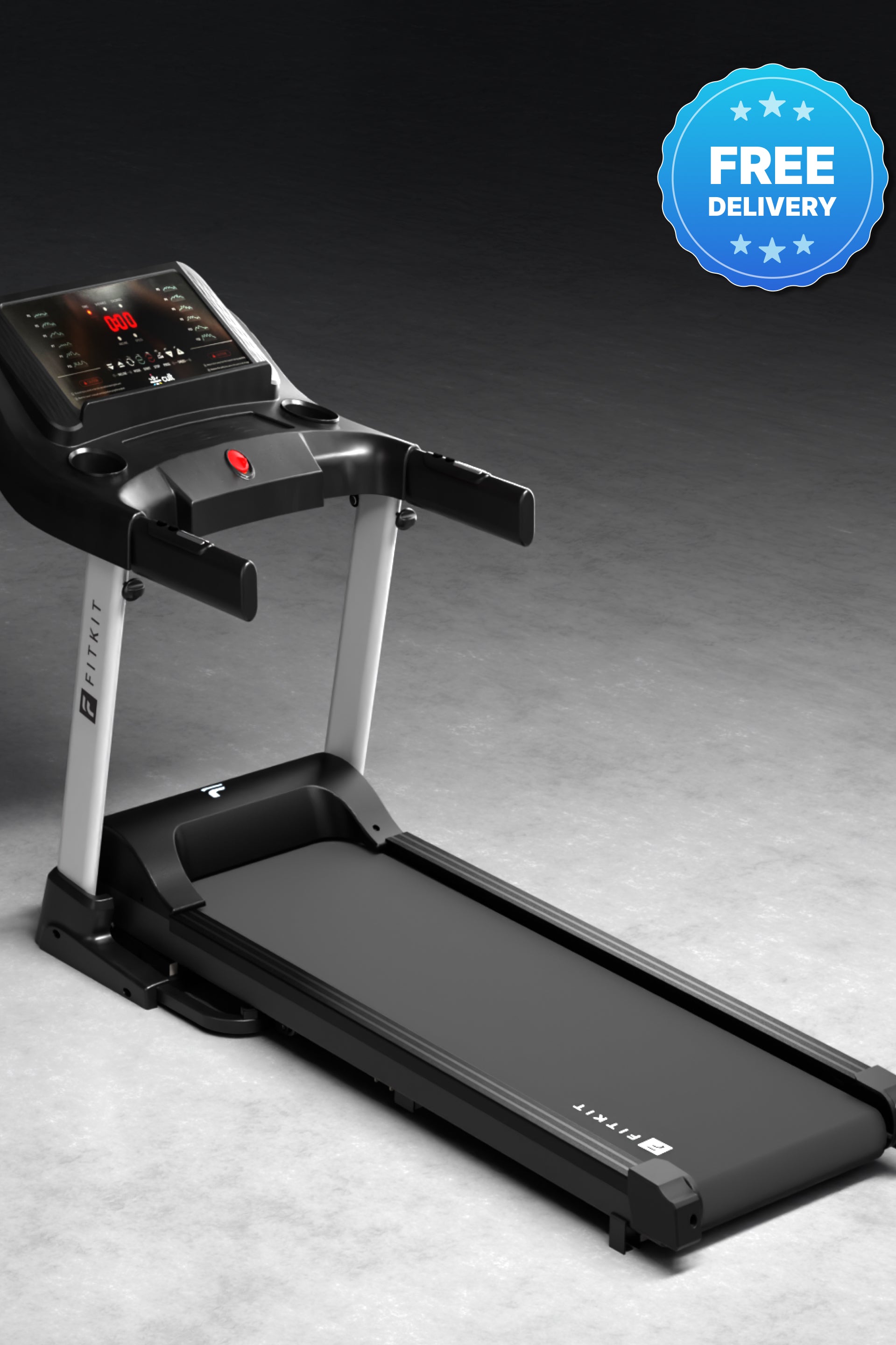 Fitkit by Cult FT100 Smart Incline Motorised Treadmill | 4.5 HP BLDC Motor | 110kg Capacity | 15-Level Auto Incline | 12 km/hr Speed | Foldable & Easy-Move Wheels | 12 Preset Workout | Ideal for Home Use (with 6 Months Extended Warranty)