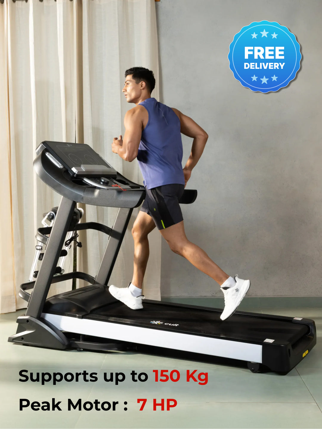 Smartrun Davie 7 HP Peak Treadmill | 15-level Auto-Incline & Massager | Max Weight-150kg | Max Speed-20kmph (with 6 Months Extended Warranty)