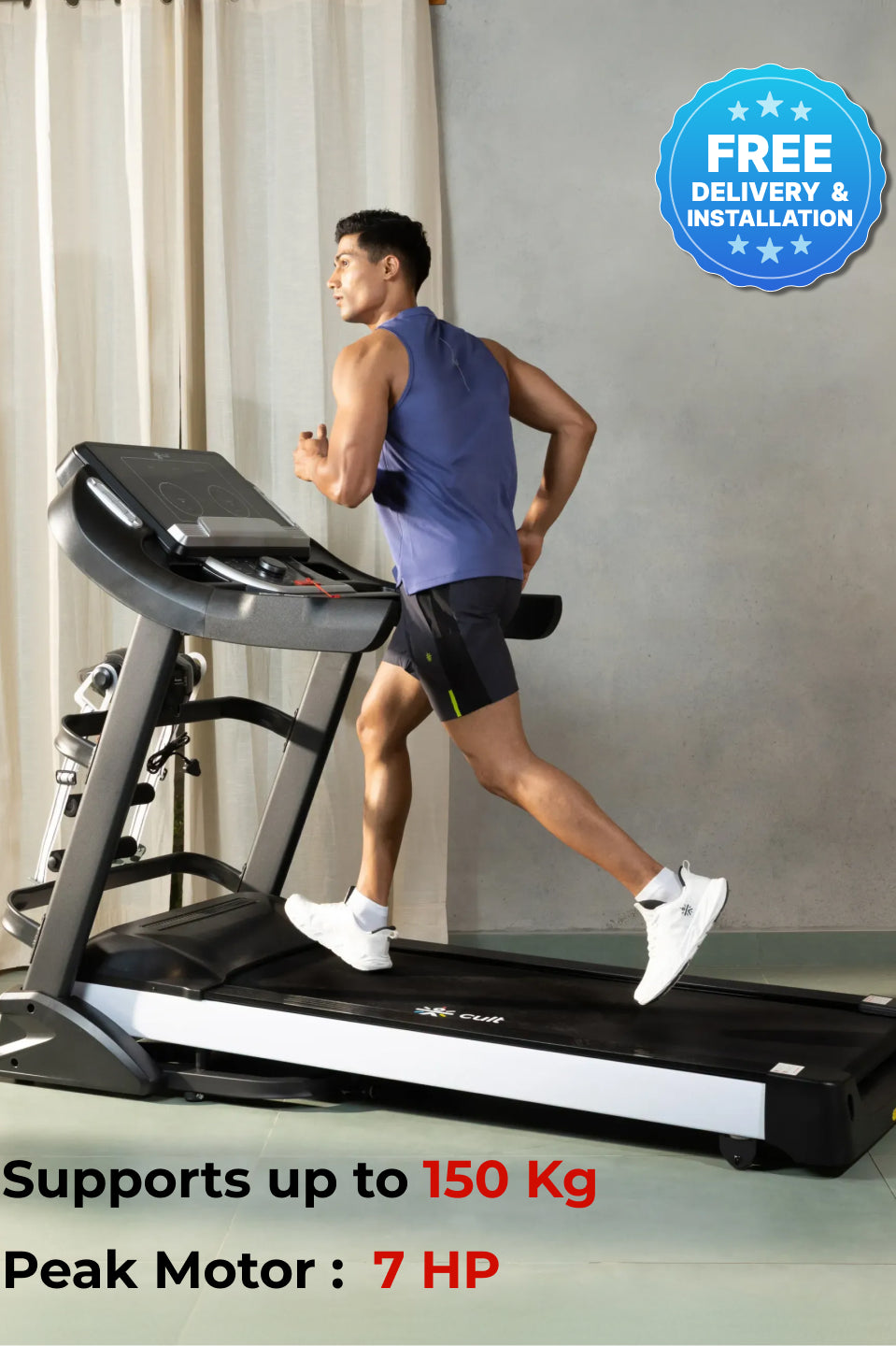 Smartrun Davie 7 HP Peak Treadmill | 15-level Auto-Incline & Massager | Max Weight-150kg | Max Speed-20kmph (with 6 Months Extended Warranty)