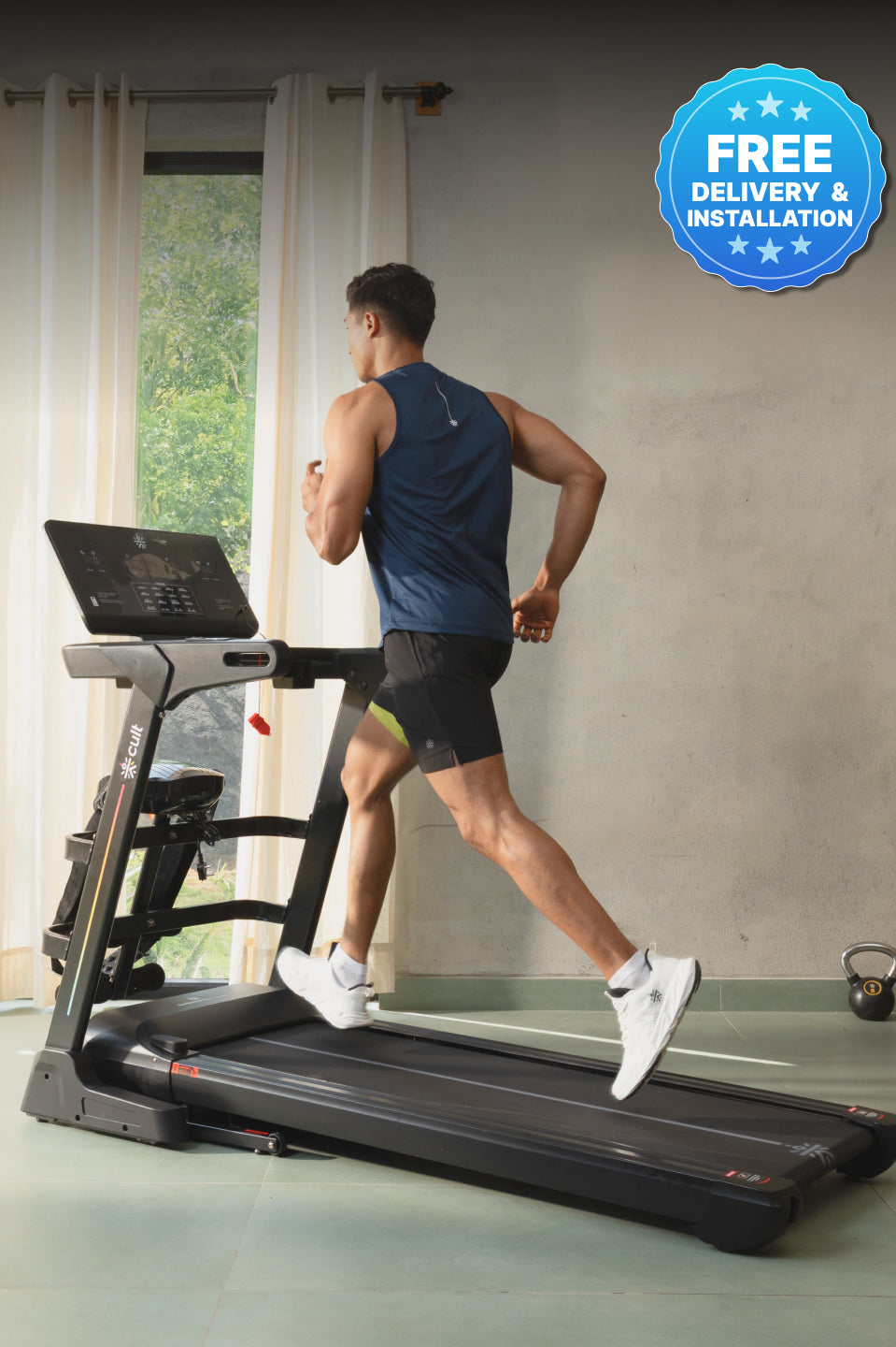 Cult SmartStridePro BLDC Motor (7HP Peak) Treadmill with Massager | Max Weight: 140kg | 18 Level Auto Incline (with 6 Months extended warranty)