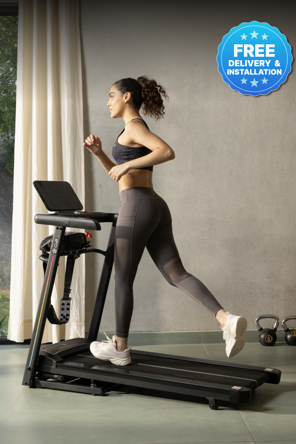 Cult SmartStrideCorePlus BLDC Motor (4HP Peak) Treadmill with Massager | Max Weight: 120kg | 15 Level Auto Incline (with 6 months extended warranty)