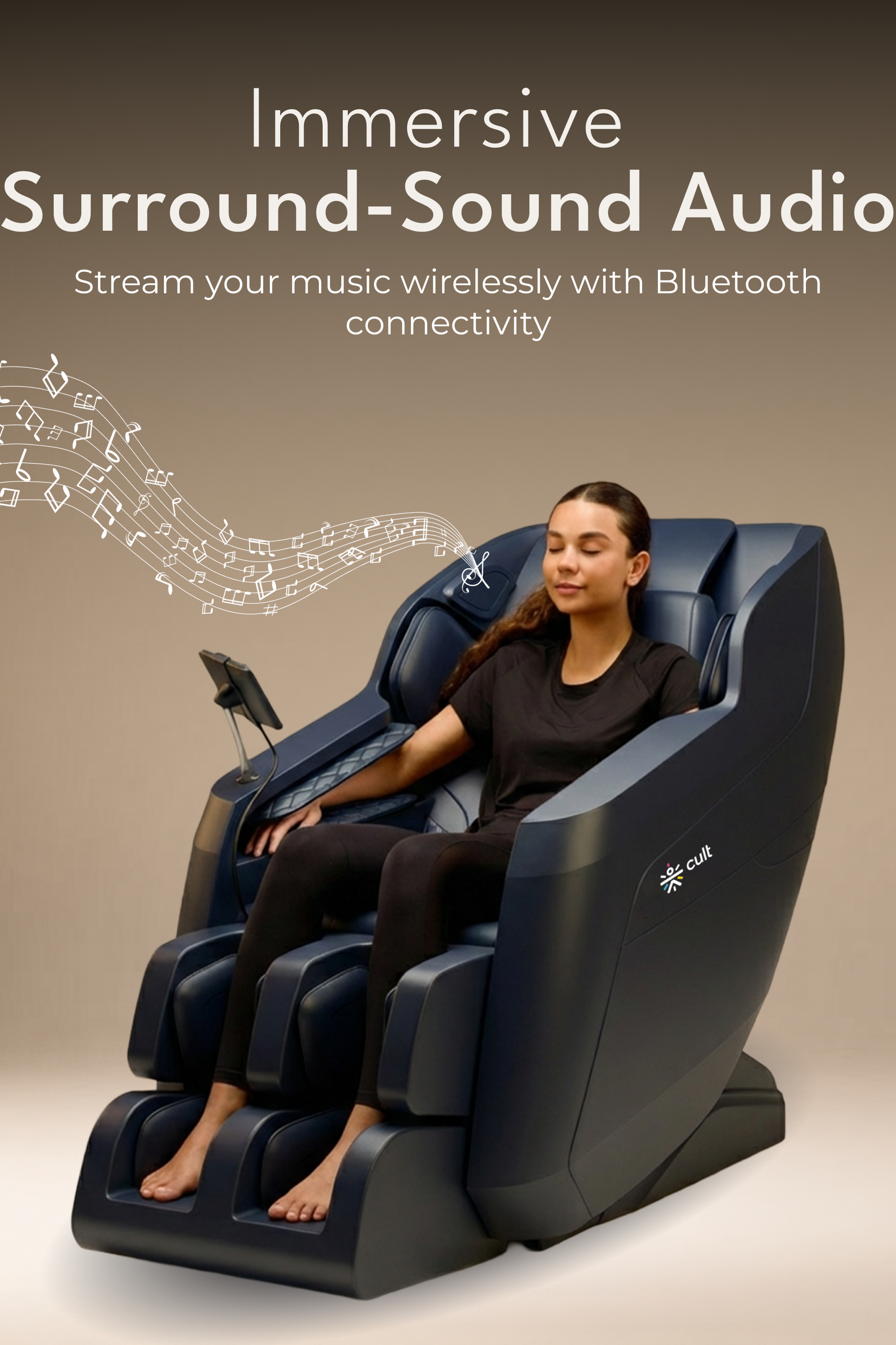 Cult Serene Massage Chair | Zero Gravity with Voice Guide & Bluetooth | 9 Preset Massage Programs | Smart Touch Screen