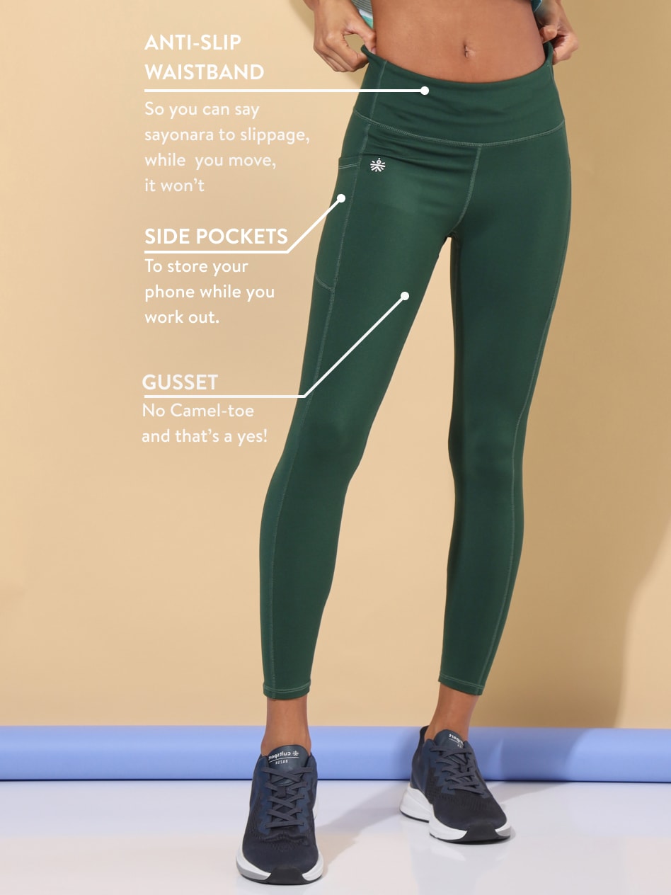 AbsoluteFit Essential Green Tights With Pockets