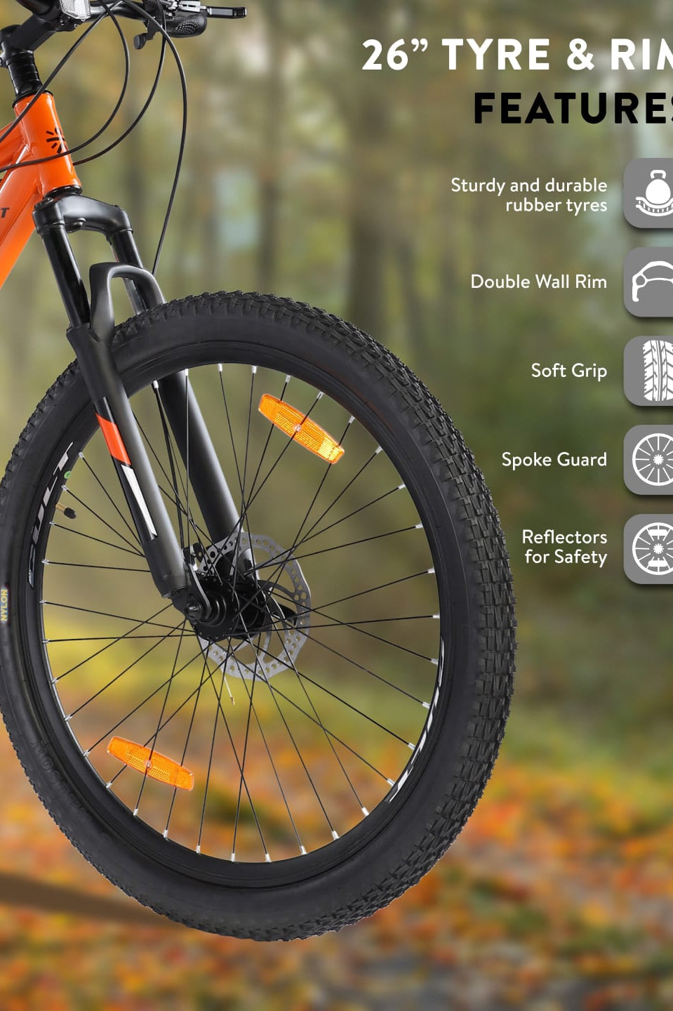 DAUNTLESS21S26TORANGEBLACK Steel 21 Speed Shimano Gear 26 inch Mountain Cycle, Dual Disc Brake, Front Suspension, Double Wall Rim