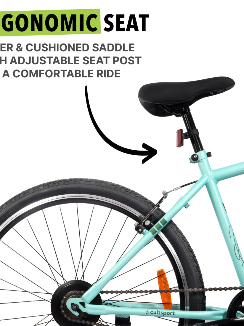 Vegas27.5Green Steel Single Speed Cycle 27.5 inch City Bike Double Wall Rim, Free Trainer Sessions, Cycling Event