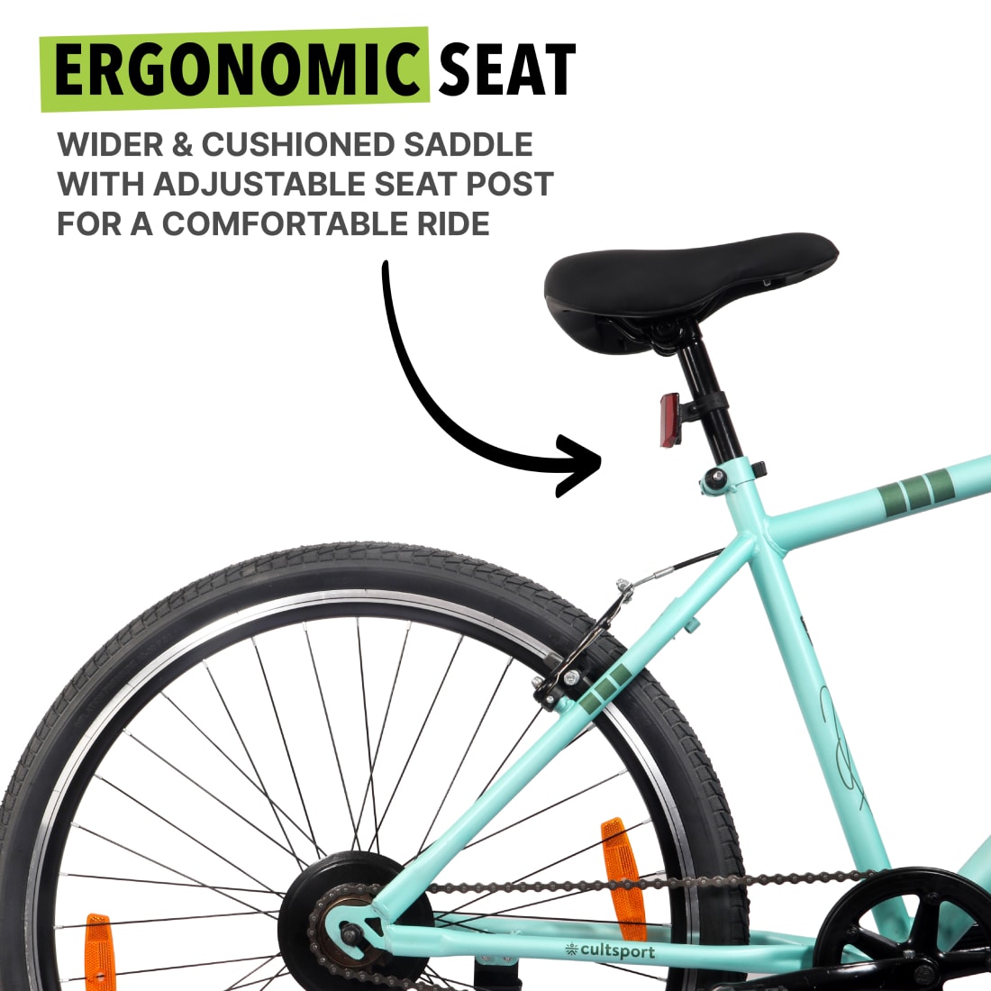 Vegas27.5Green Steel Single Speed Cycle 27.5 inch City Bike Double Wall Rim, Free Trainer Sessions, Cycling Event