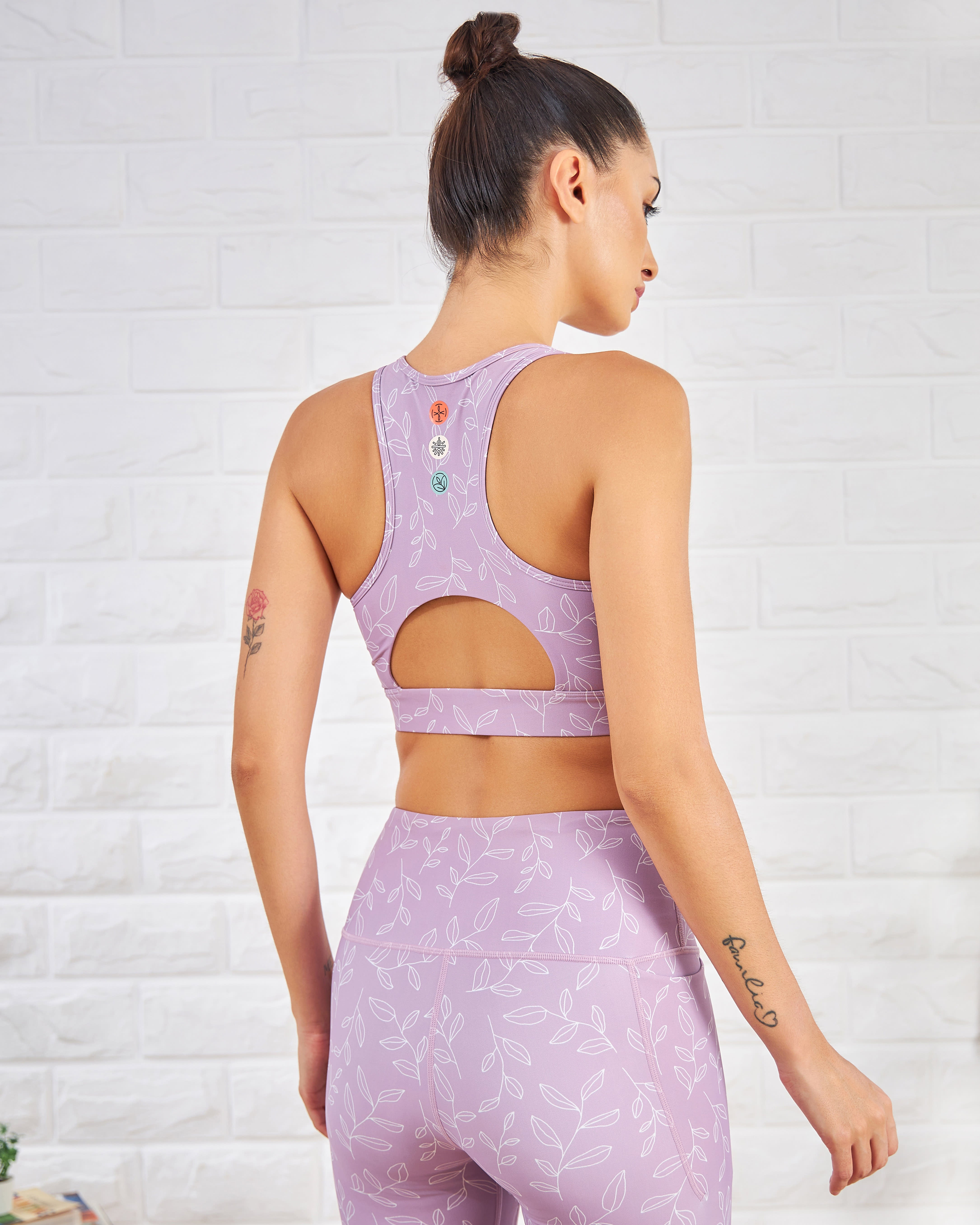 Leaf Print Medium Impact Sports Bra