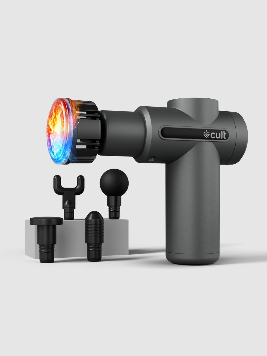 Cult Impact Edge Deep tissue massage gun, Dual Hot and Cold therapy head, 3000mAh battery, 6-speed intensity, Silicone round head, Full body gun massager machine