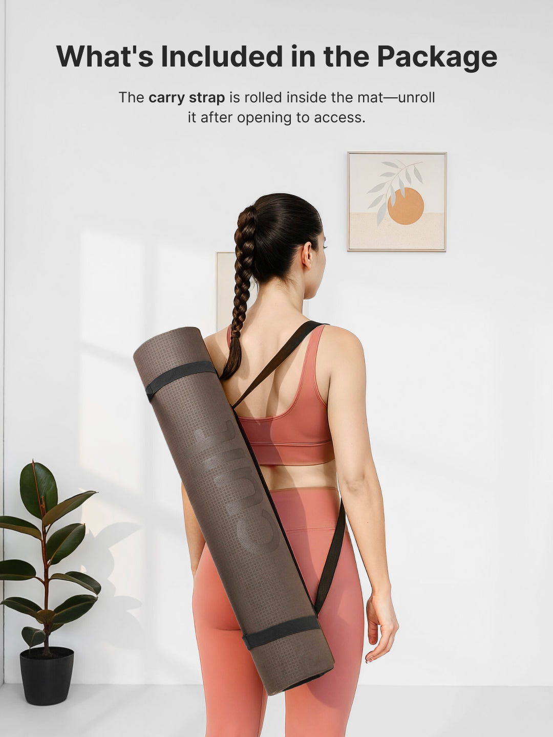 Cult Yoga Mat EVA 4mm with Carry Strap Non-Slip, Lightweight, Cushioned & Sweat-Resistant Exercise Mat Durable, Portable & Eco-Friendly Workout Mat for Yoga, Pilates, Home Gym & Fitness Brown
