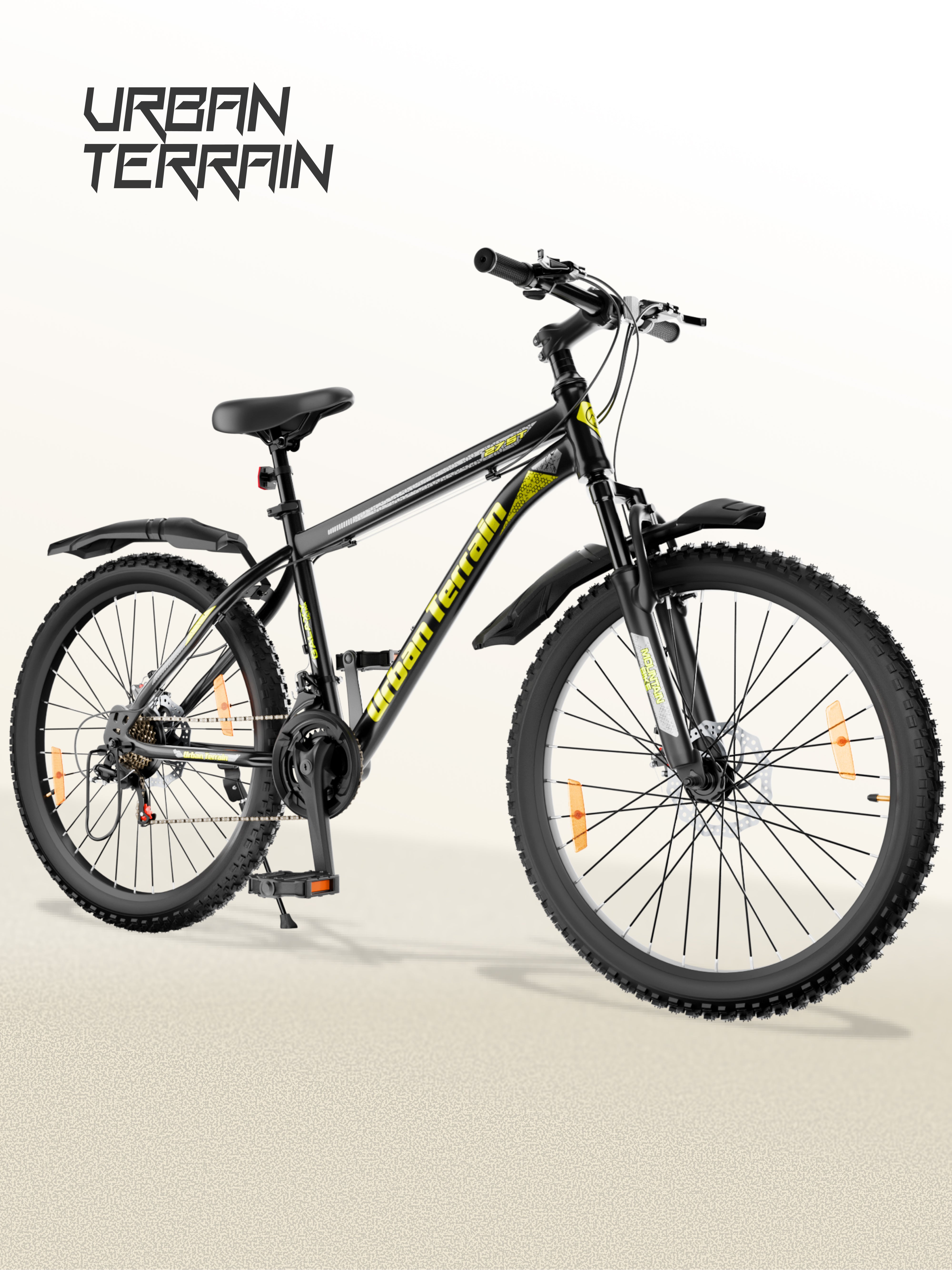 Galaxy Ultra Mountain Bike Steel 21 Speed Cycle 27.5 inch Tyre, Green With Front Suspension, Single Wall Rim and Dual Disc Brakes Ideal For 5.2 ft