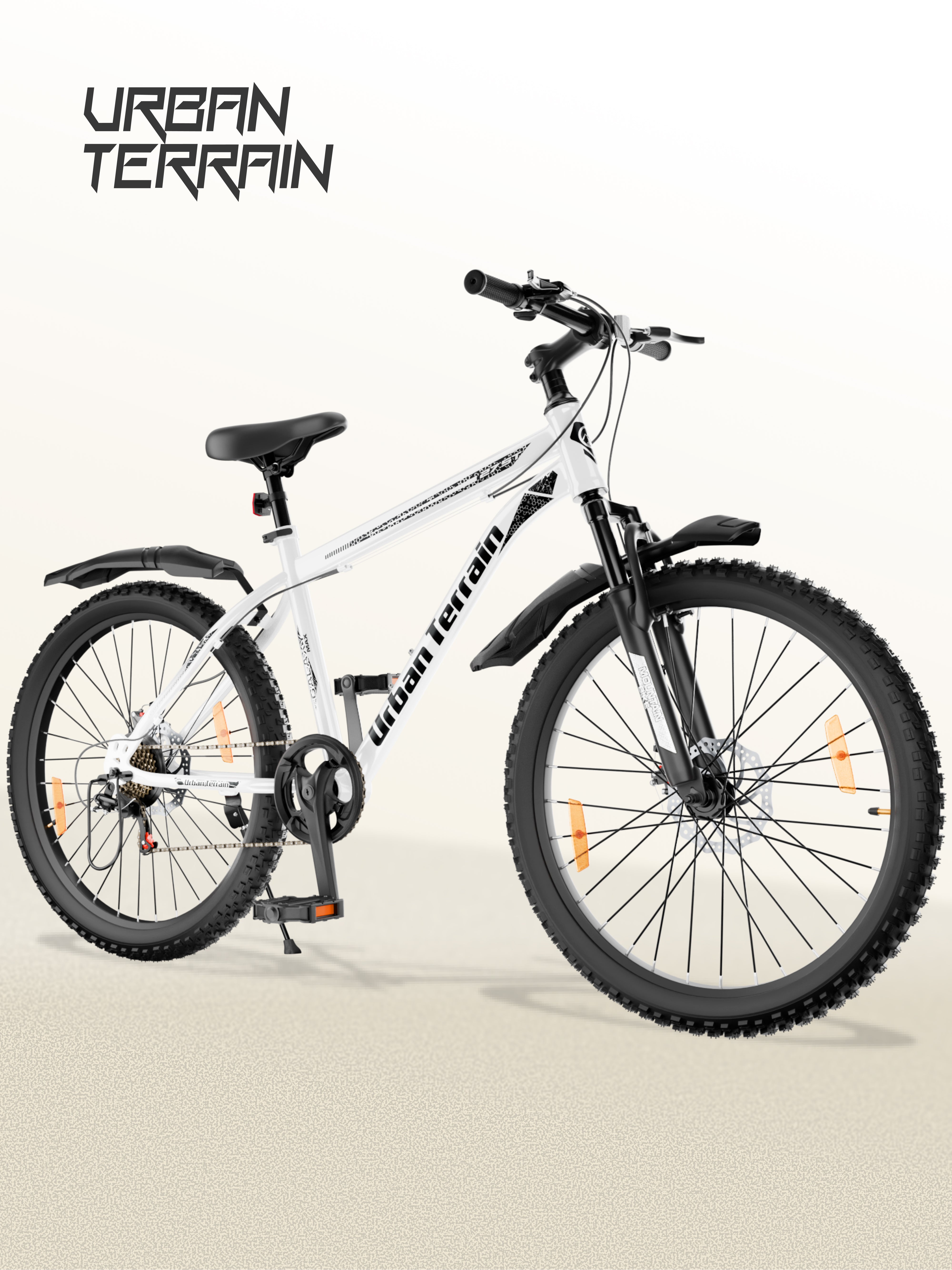 Galaxy Max Mountain Bike Steel 7 Speed Cycle 27.5 inch Tyre, White With Front Suspension, Single Wall Rim and Dual Disc Brakes Ideal For 5.2 ft to 6 ft