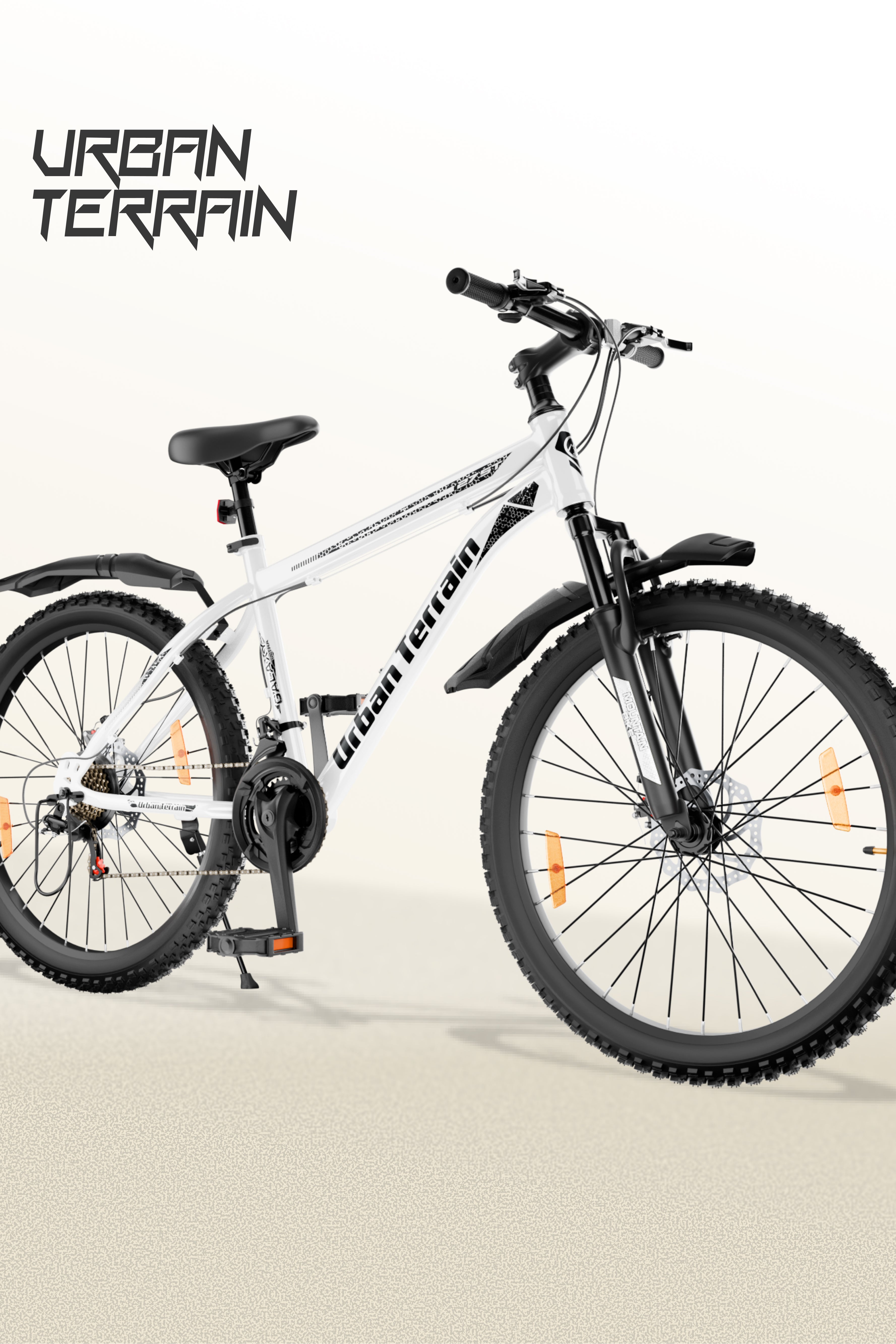 Galaxy Ultra Mountain Bike Steel 21 Speed Cycle 27.5 inch Tyre, White With Front Suspension, Single Wall Rim and Dual Disc Brakes Ideal For 5.2 ft to 6 ft