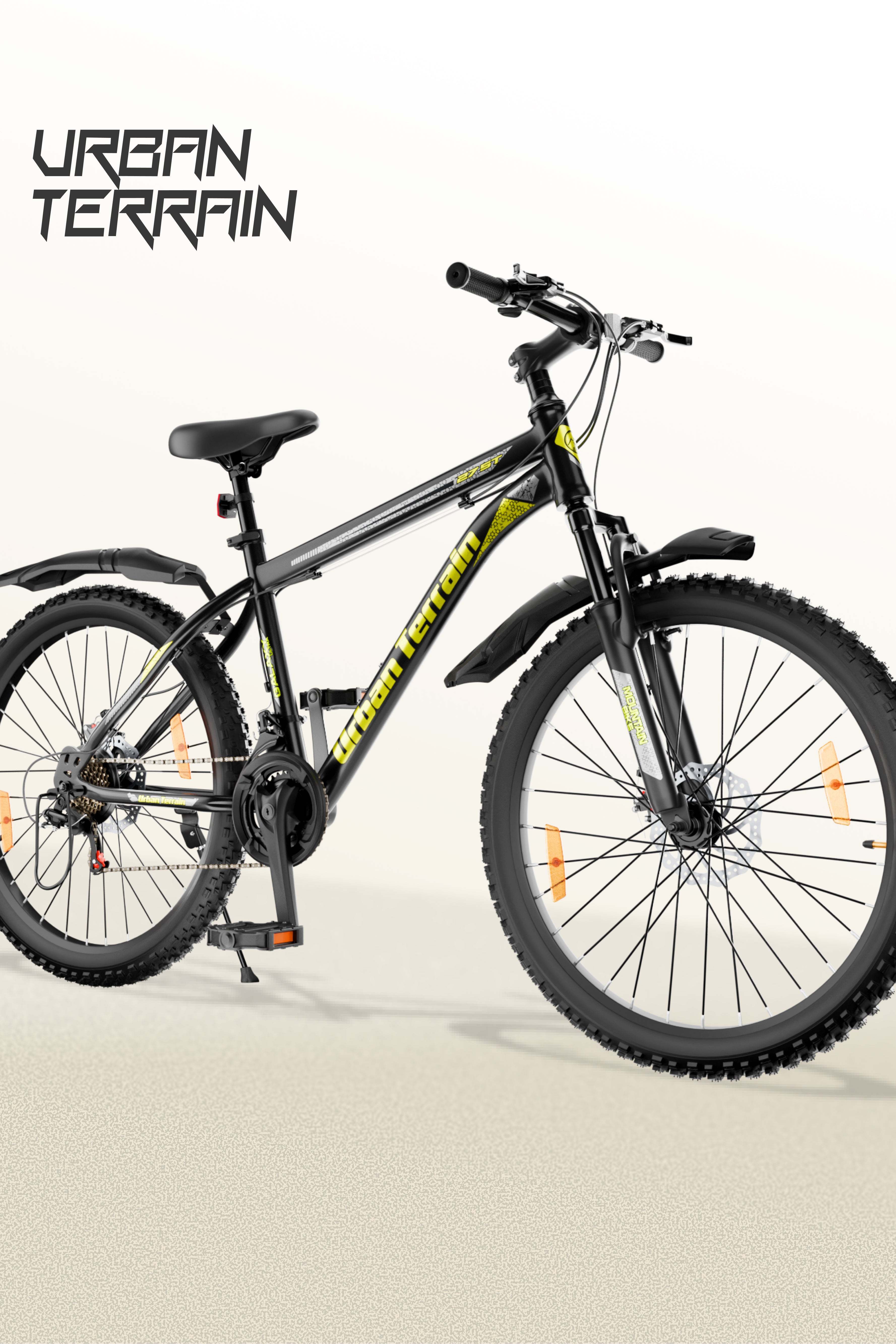 Galaxy Ultra Mountain Bike Steel 21 Speed Cycle 27.5 inch Tyre, Green With Front Suspension, Single Wall Rim and Dual Disc Brakes Ideal For 5.2 ft