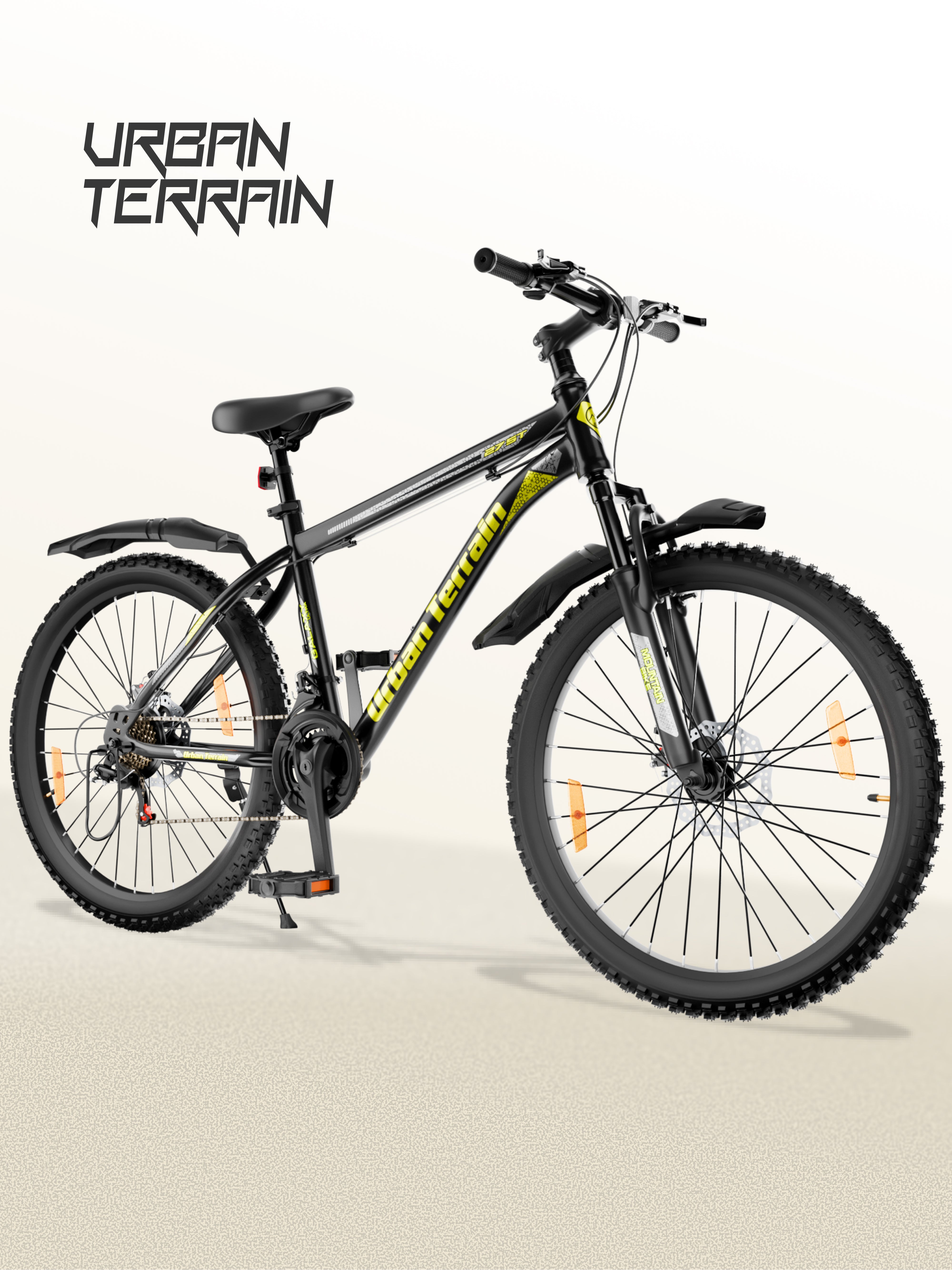 Galaxy Ultra Mountain Bike Steel 21 Speed Cycle 27.5 inch Tyre, Green With Front Suspension, Single Wall Rim and Dual Disc Brakes Ideal For 5.2 ft