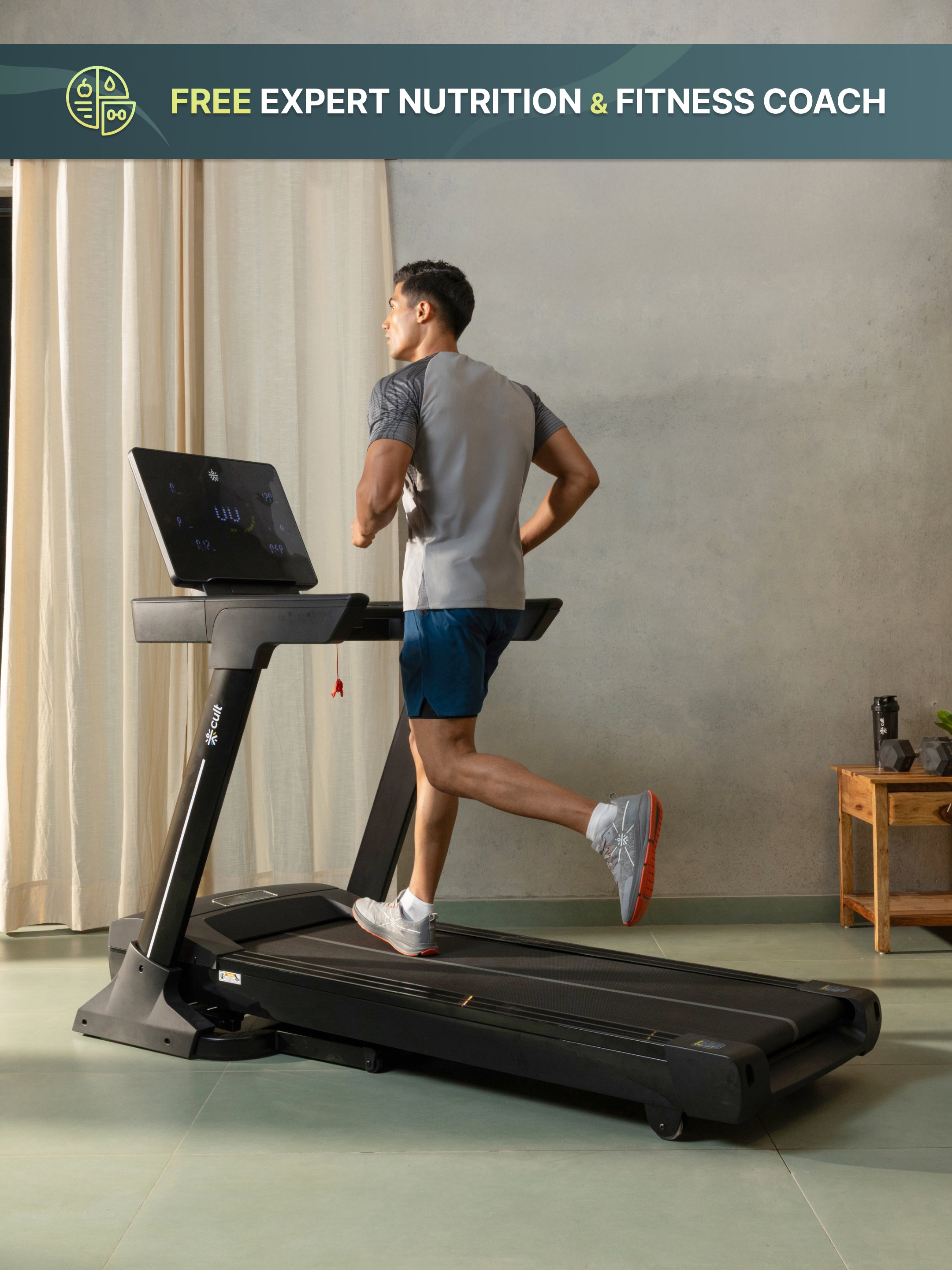 Cult SmartStrideElite Brushless AC Motor (8HP Peak) Treadmill | Max Weight: 150kg | 20 Level Auto Incline (with 6 months extended warranty)