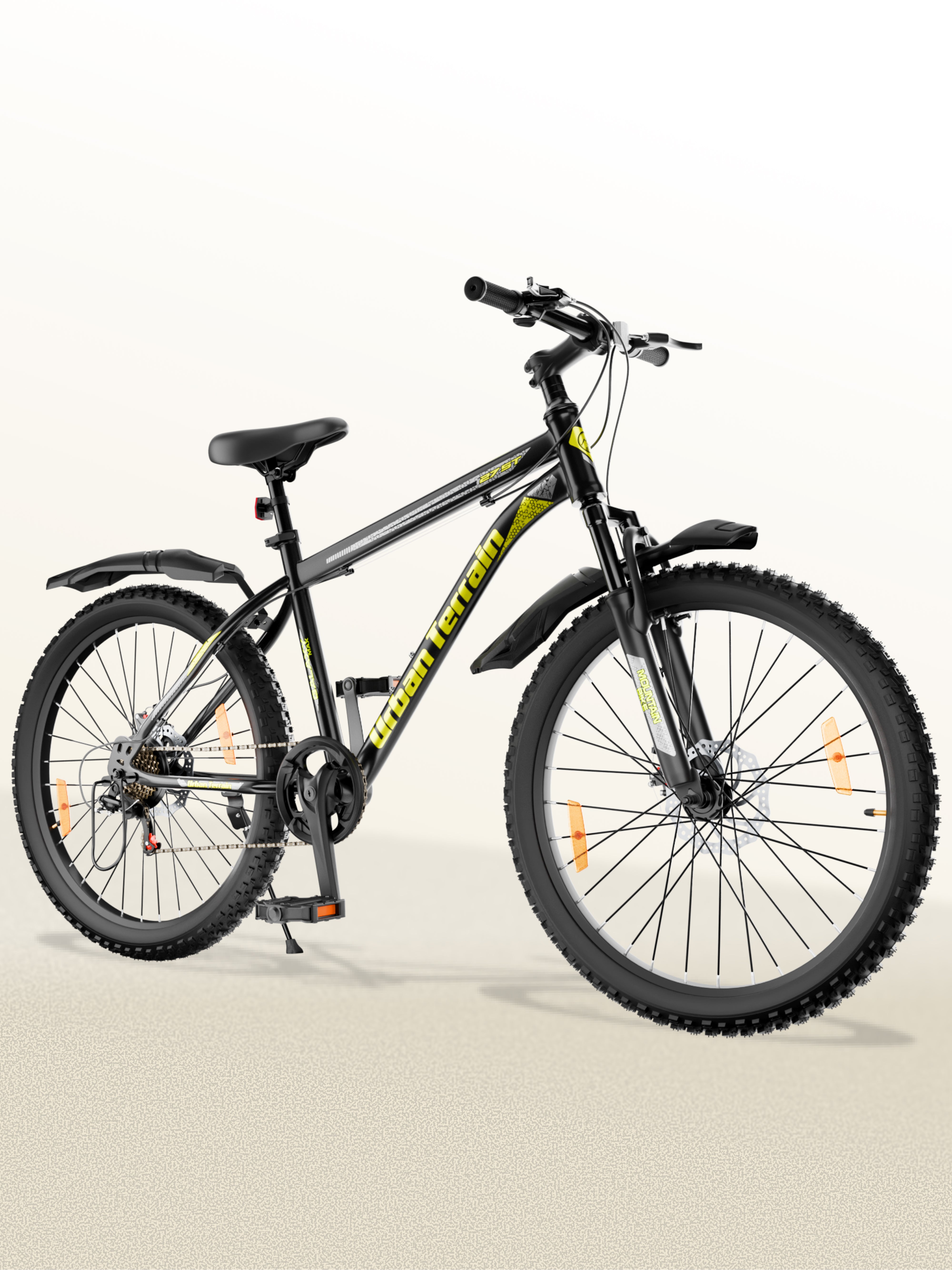 Galaxy Max Mountain Bike Steel 7 Speed Cycle 27.5 inch Tyre, Green With Front Suspension, Single Wall Rim and Dual Disc Brakes Ideal For 5.2 ft to 6 ft