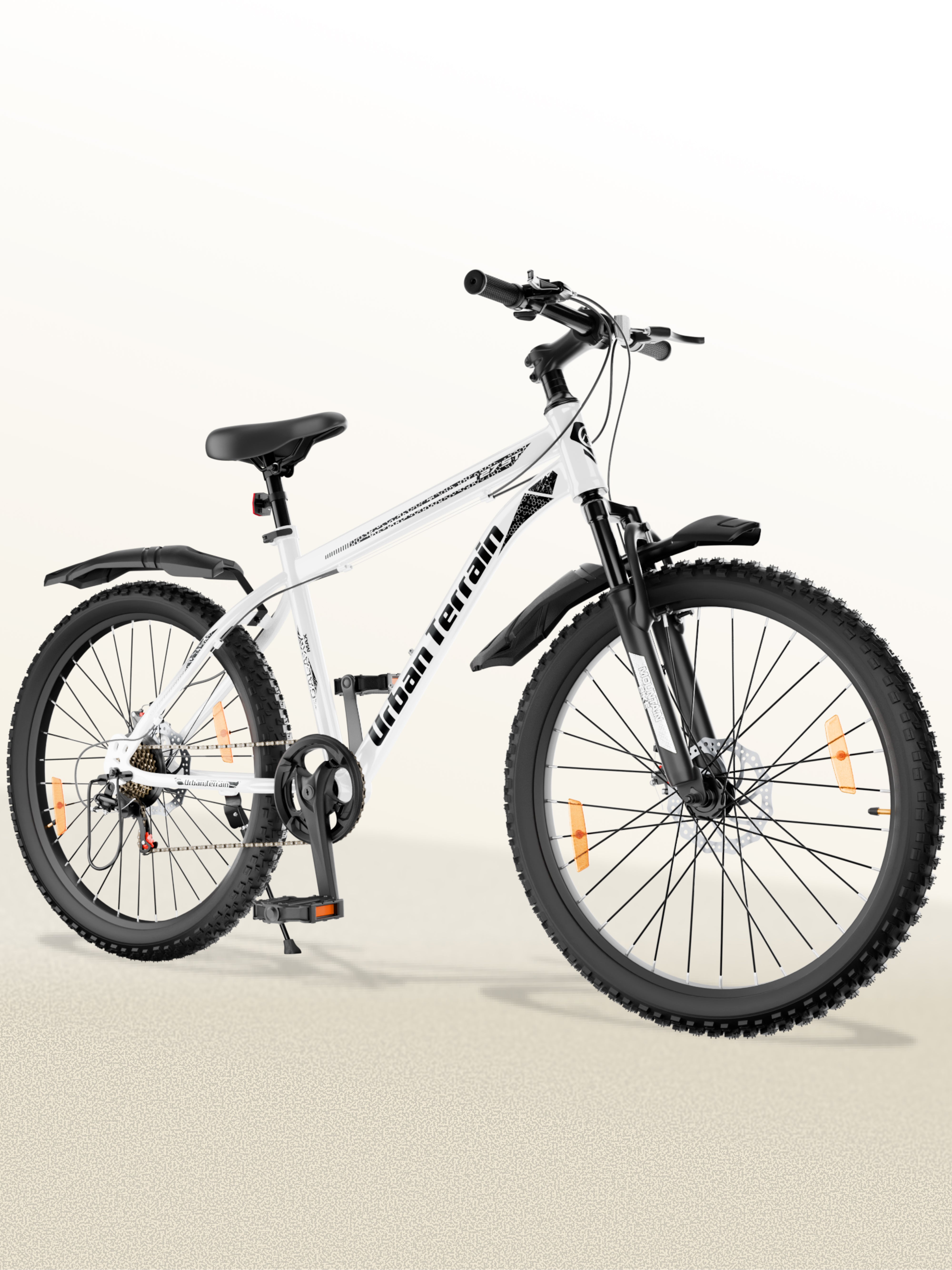 Galaxy Max Mountain Bike Steel 7 Speed Cycle 27.5 inch Tyre, White With Front Suspension, Single Wall Rim and Dual Disc Brakes Ideal For 5.2 ft to 6 ft