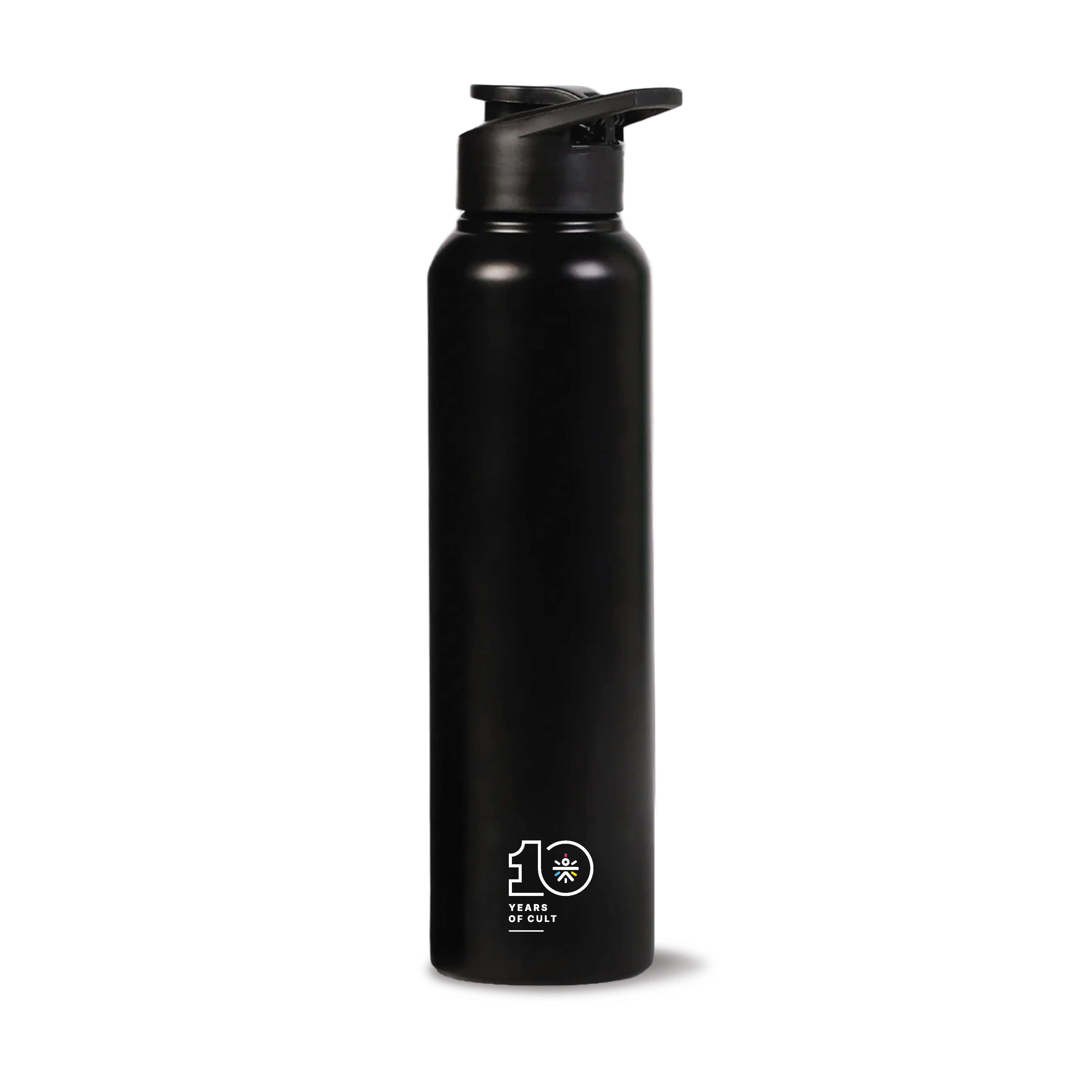 cult Steel Bottle 1Ltr With Sports Cap Black - 10 years of cult