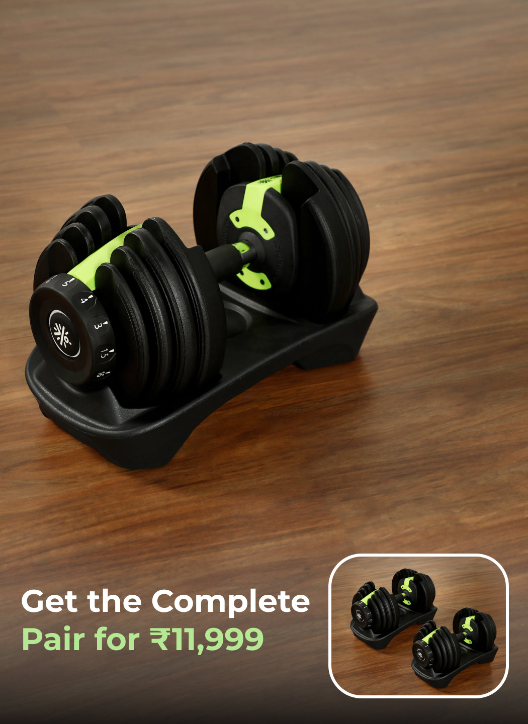 Cult 16kg Adjustable Dumbbell | 12 Weight Options (1.5kg-16kg) | Quick Weight Adjustment Dial | Non-Slip Compact Home Gym Dumbbell - Black