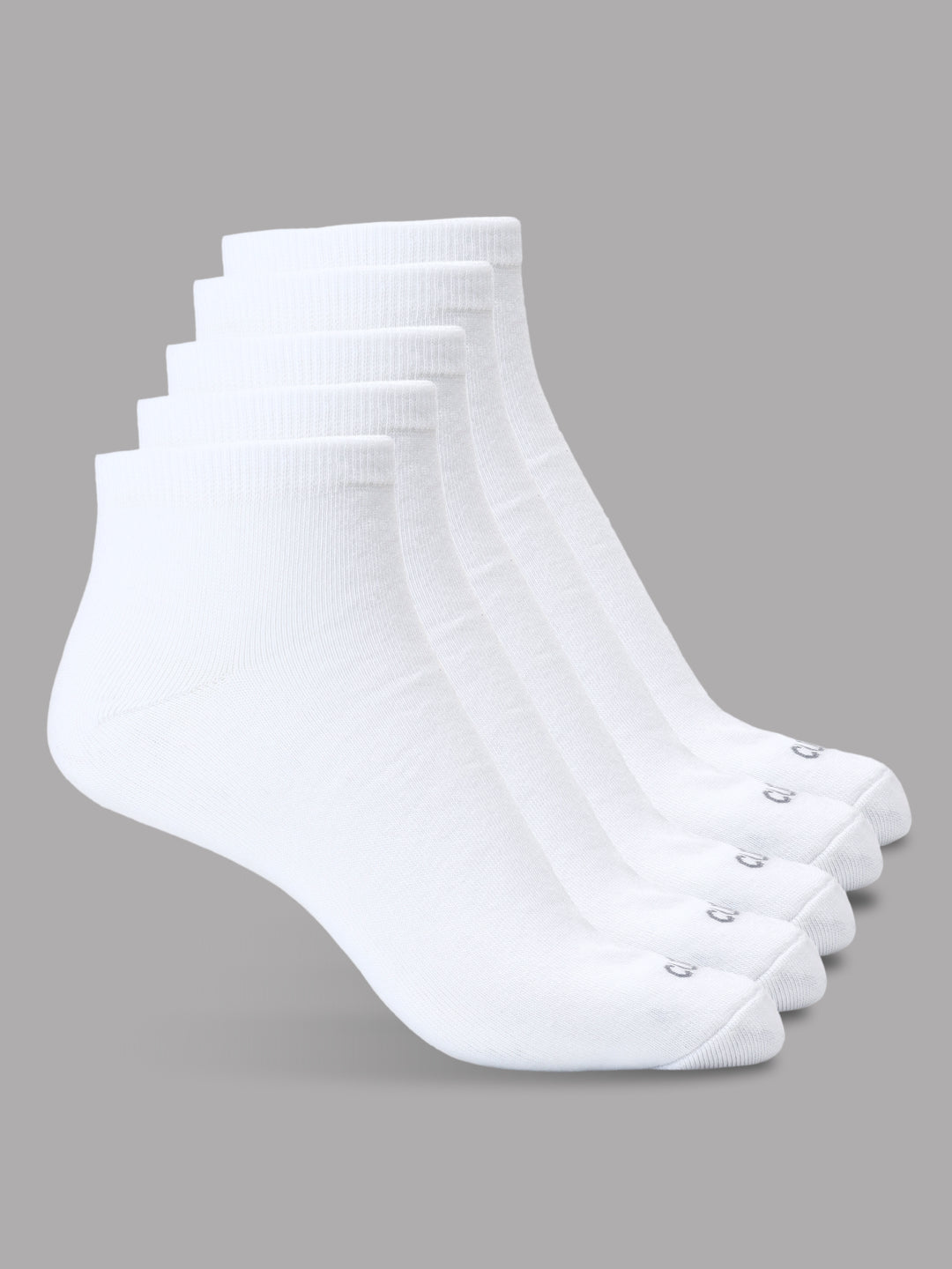 Casual Ankle Length Cotton Pack of 5 White Socks Men