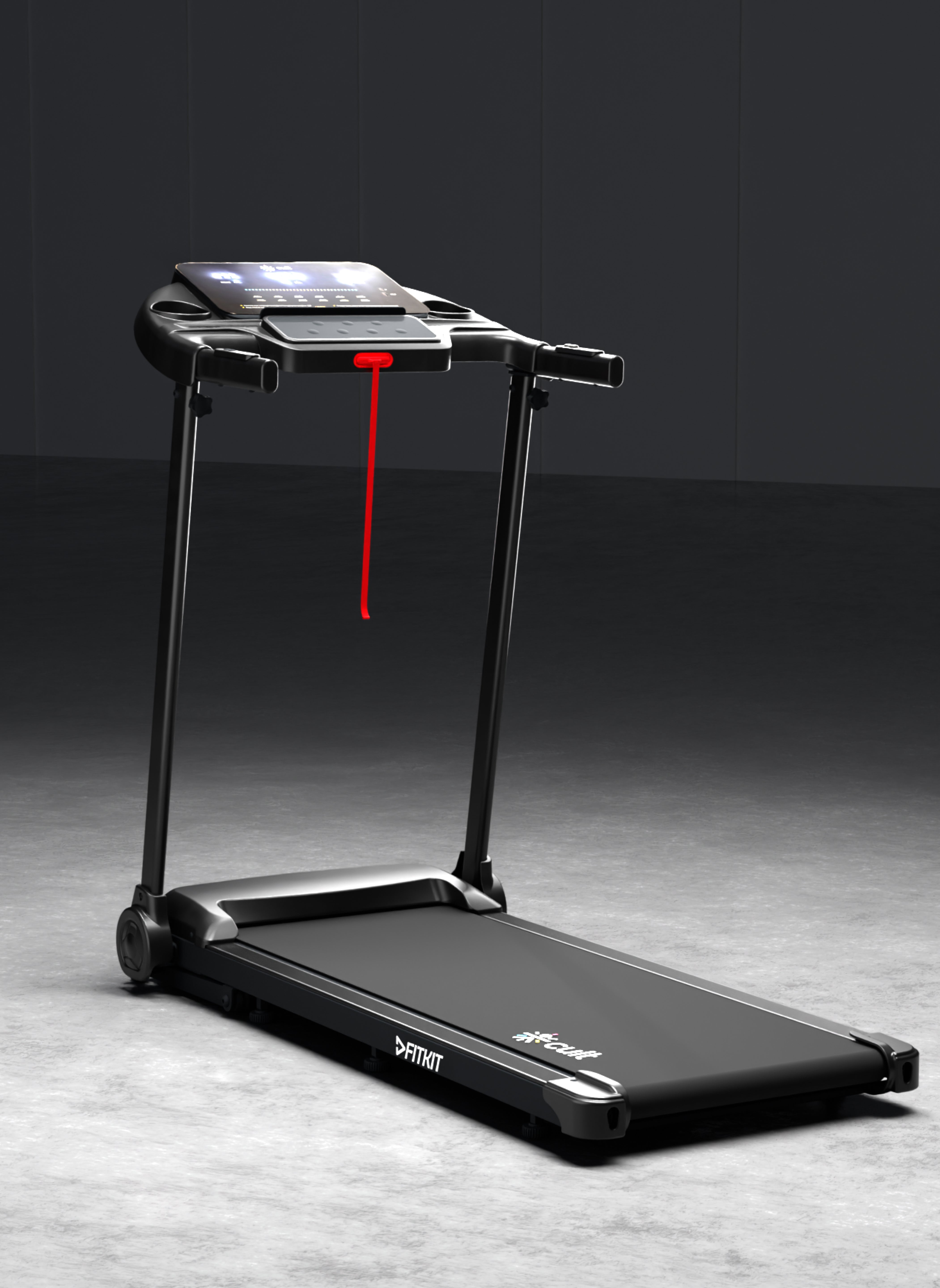 Fitkit by Cult PowerRun96Auto BLDC Treadmill 5.5HP Peak | 110kg Capacity | 15-Level Auto Incline | 14 km/hr Speed | Foldable with Wheels | 12 Preset Programs & Tablet Holder | Perfect for Home Fitness