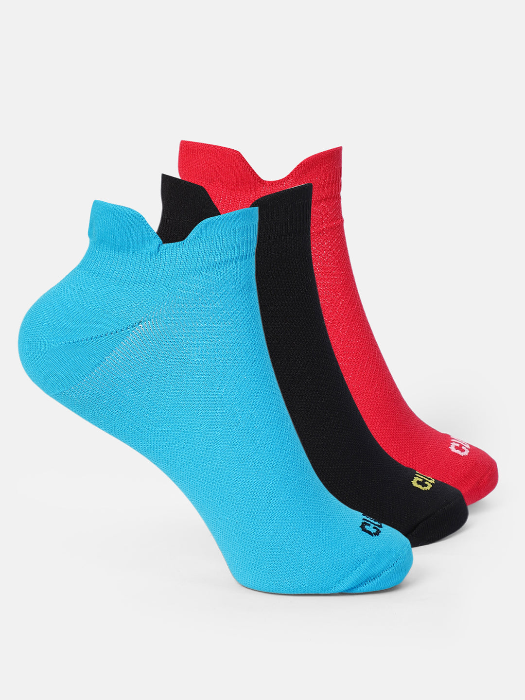 Sports Low Ankle Length Pack of 3 Blue,Black & Red Solid Women's Socks