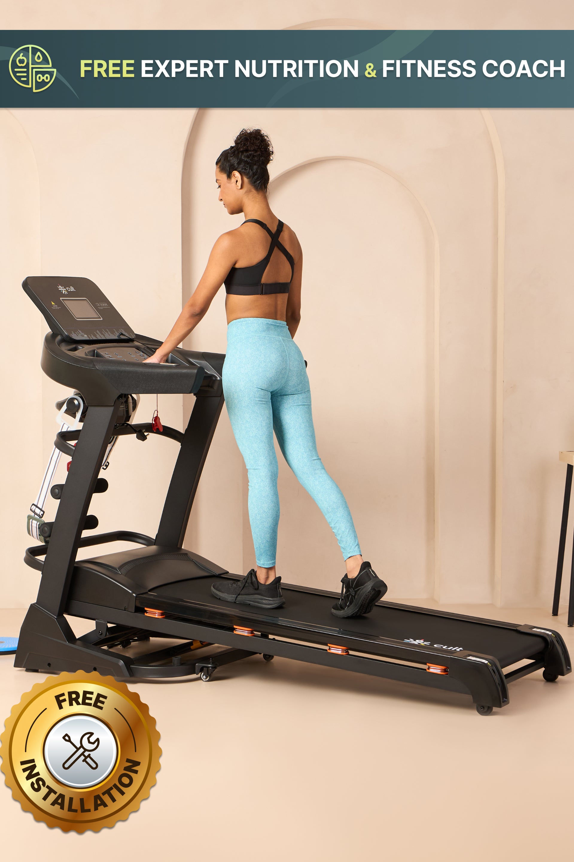 Cultrun M5 Multimode 5HP Peak Treadmill | 15-level Auto-Incline | Max Weight-130kg | Max Speed-18kmph (with 6 Months Extended Warranty)