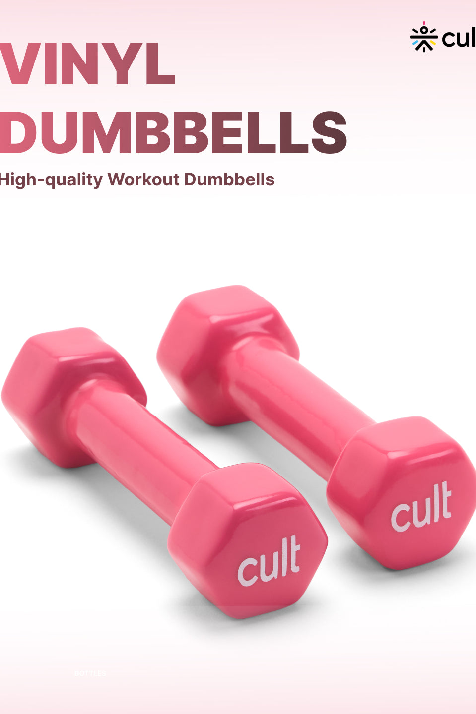 Cult 1KGx2 Vinyl Dumbbells For Home & Gym Exercises (Pink)